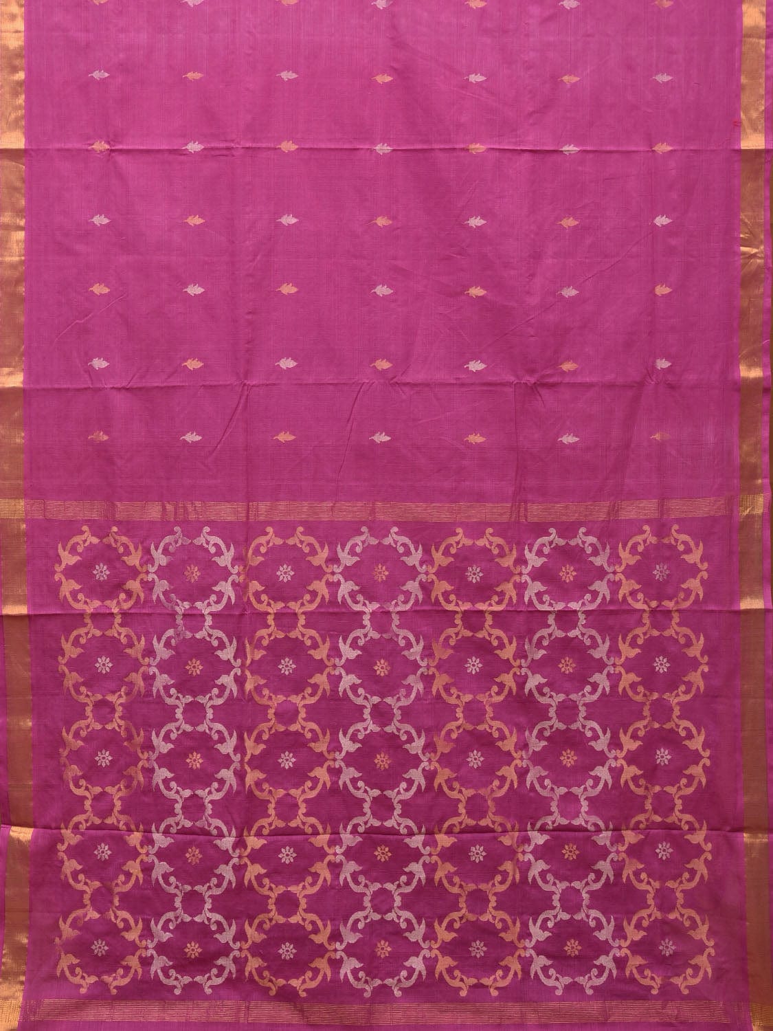 Magenta Uppada Cotton Handloom Saree with Grill Pallu Design u1979