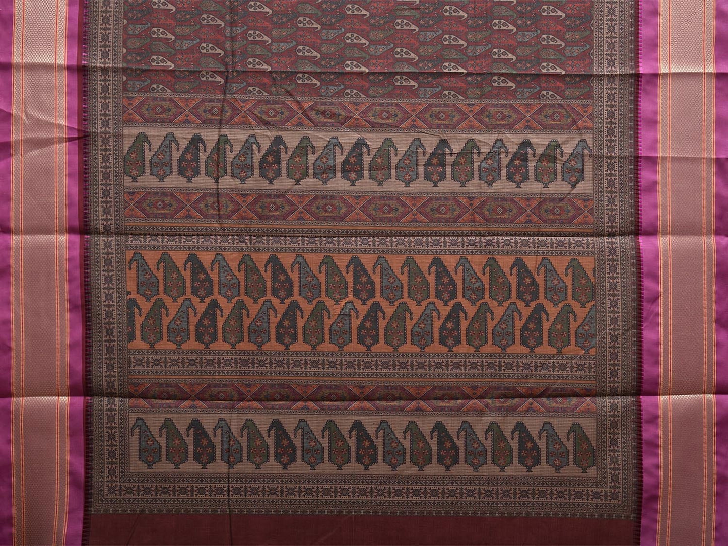 Maroon and Purple Bamboo Cotton Saree with Digital Print Design bc0686