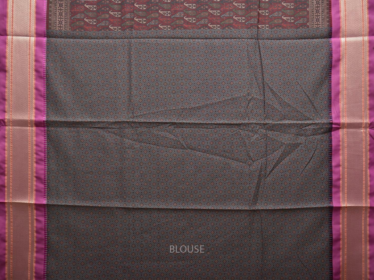 Maroon and Purple Bamboo Cotton Saree with Digital Print Design bc0686