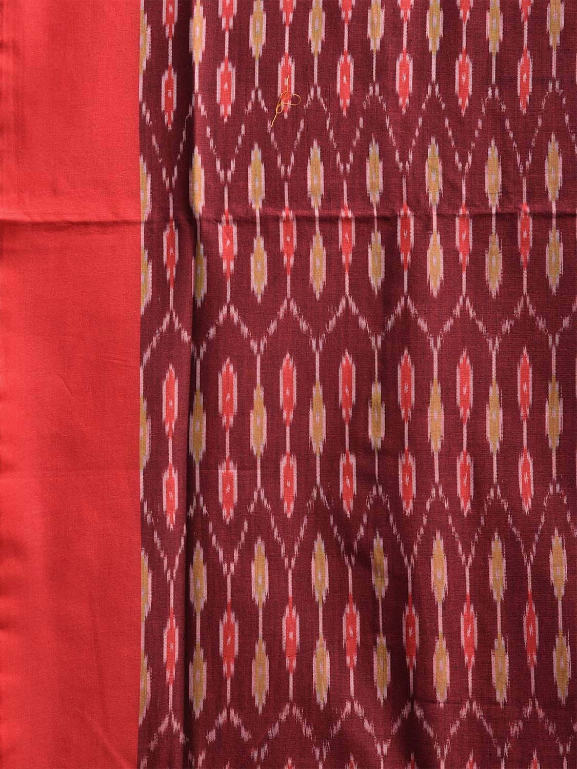 Maroon and Red Pochampally Ikat Cotton Handloom Saree with All Over Grill Design No Blouse i0910