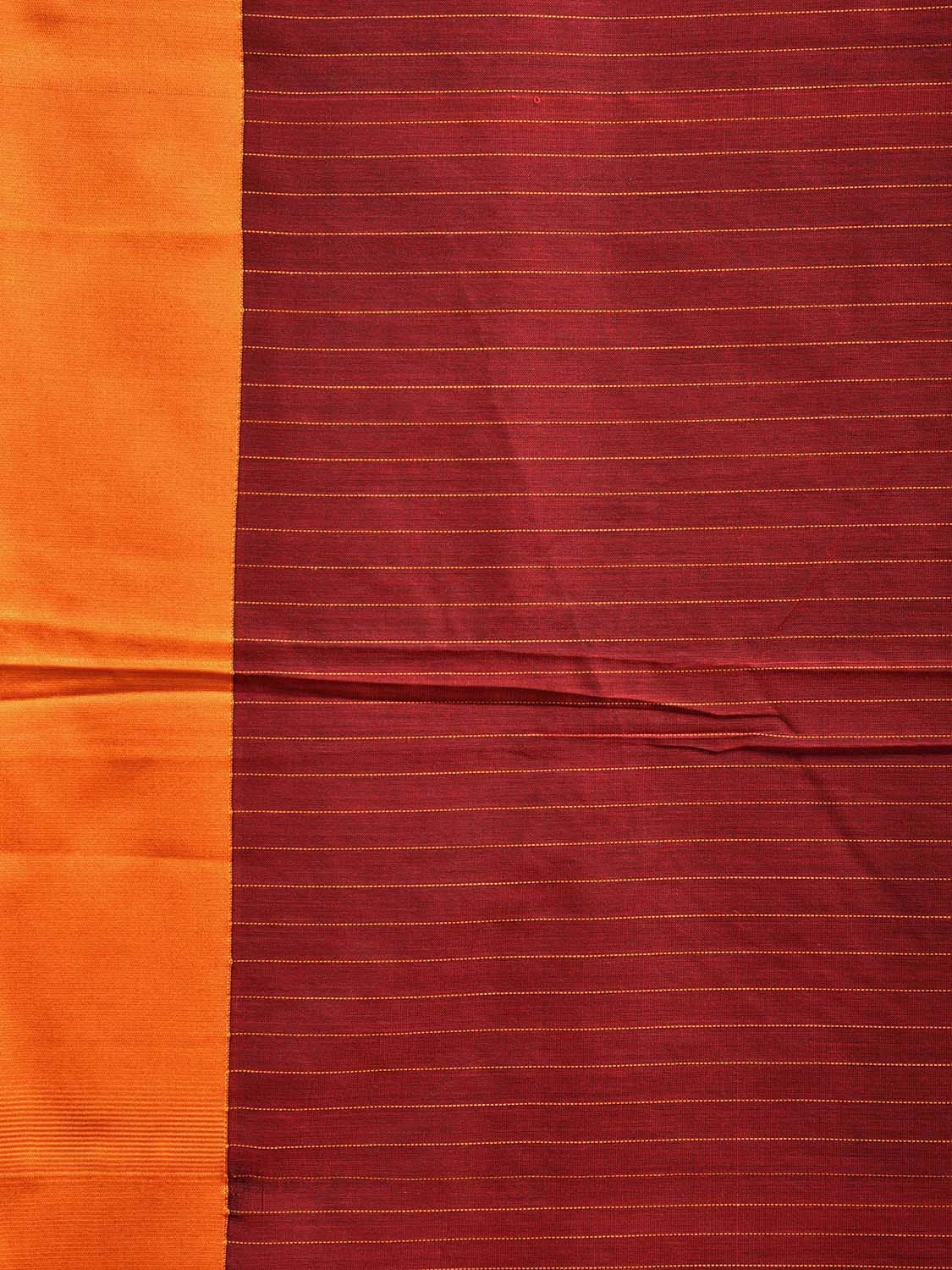 Maroon and Yellow ilkal Cotton Viscose Saree with Strips Design o0520