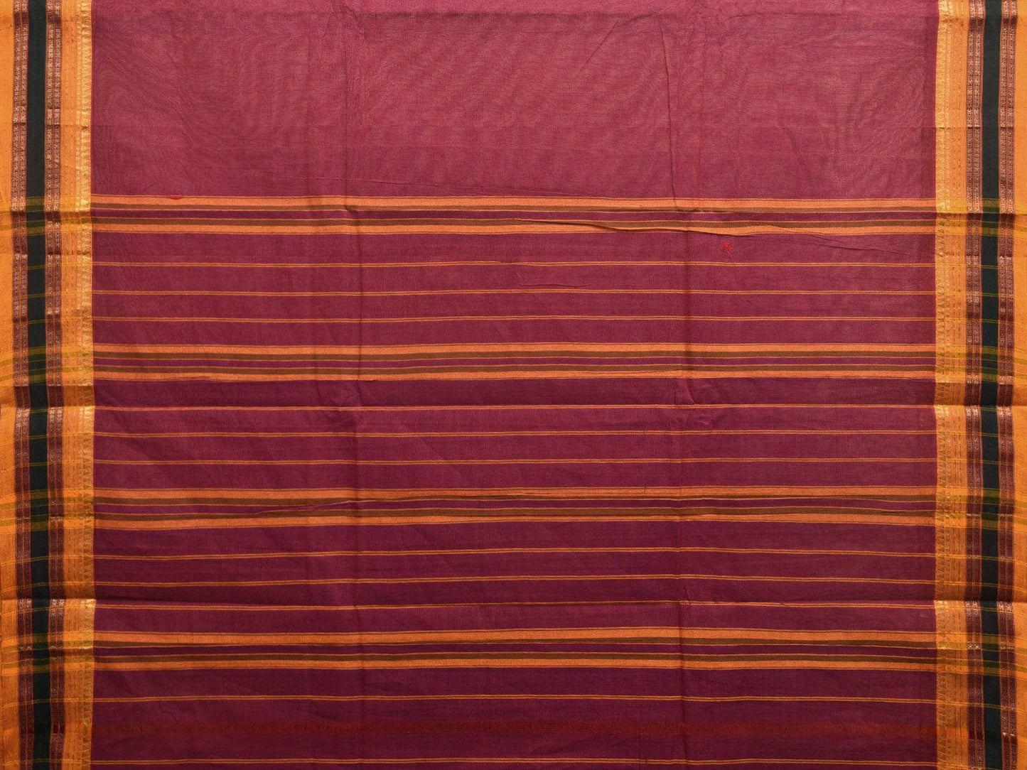 Maroon and Yellow Narayanpet Cotton Handloom Saree with Strips Pallu Design No Blouse np0944