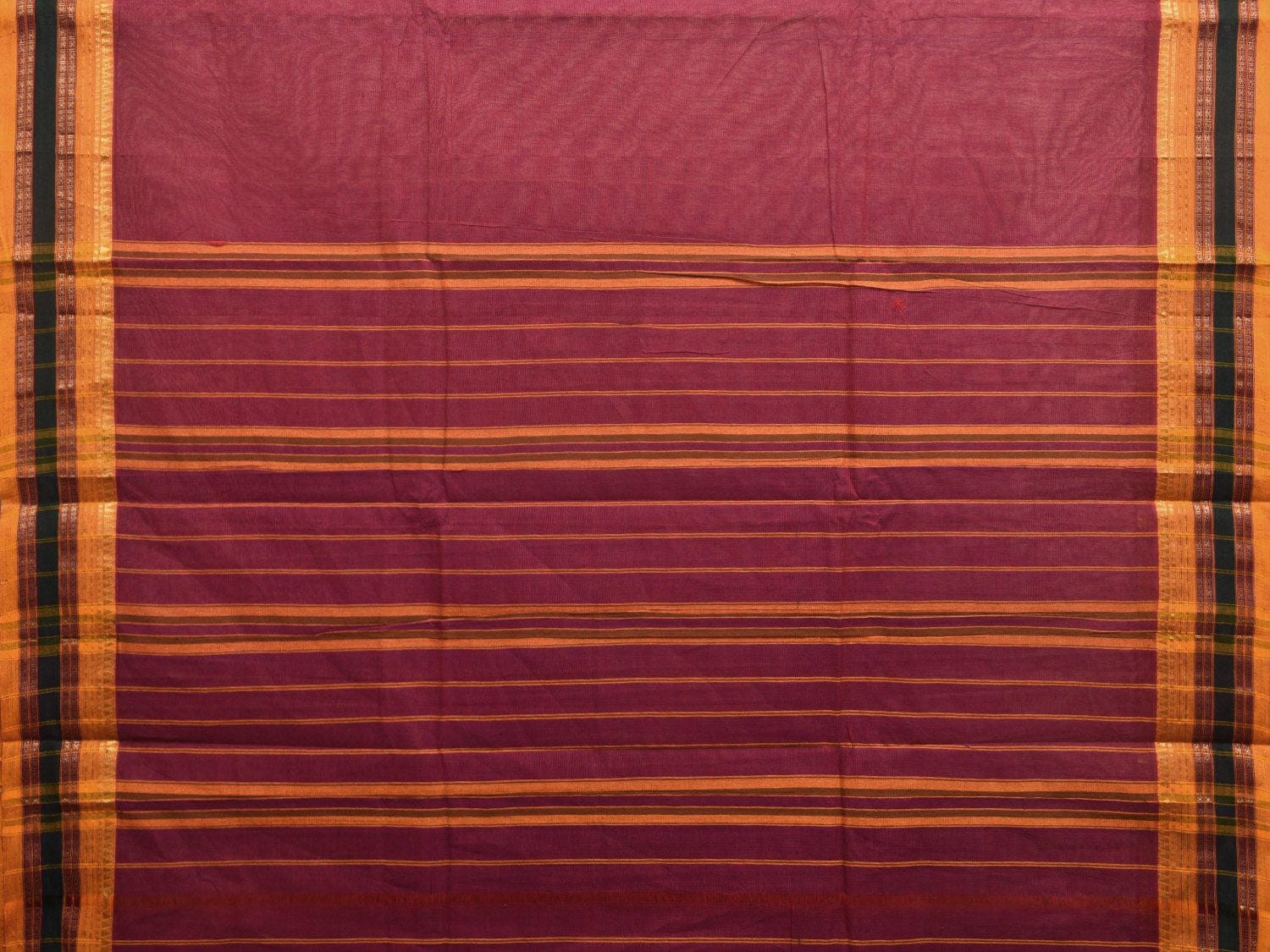 Maroon and Yellow Narayanpet Cotton Handloom Saree with Strips Pallu Design No Blouse np0944