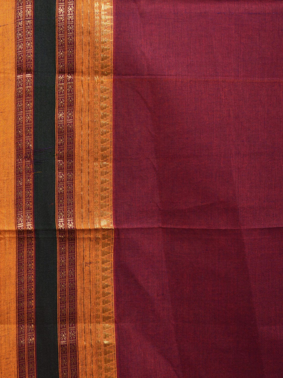 Maroon and Yellow Narayanpet Cotton Handloom Saree with Strips Pallu Design No Blouse np0944