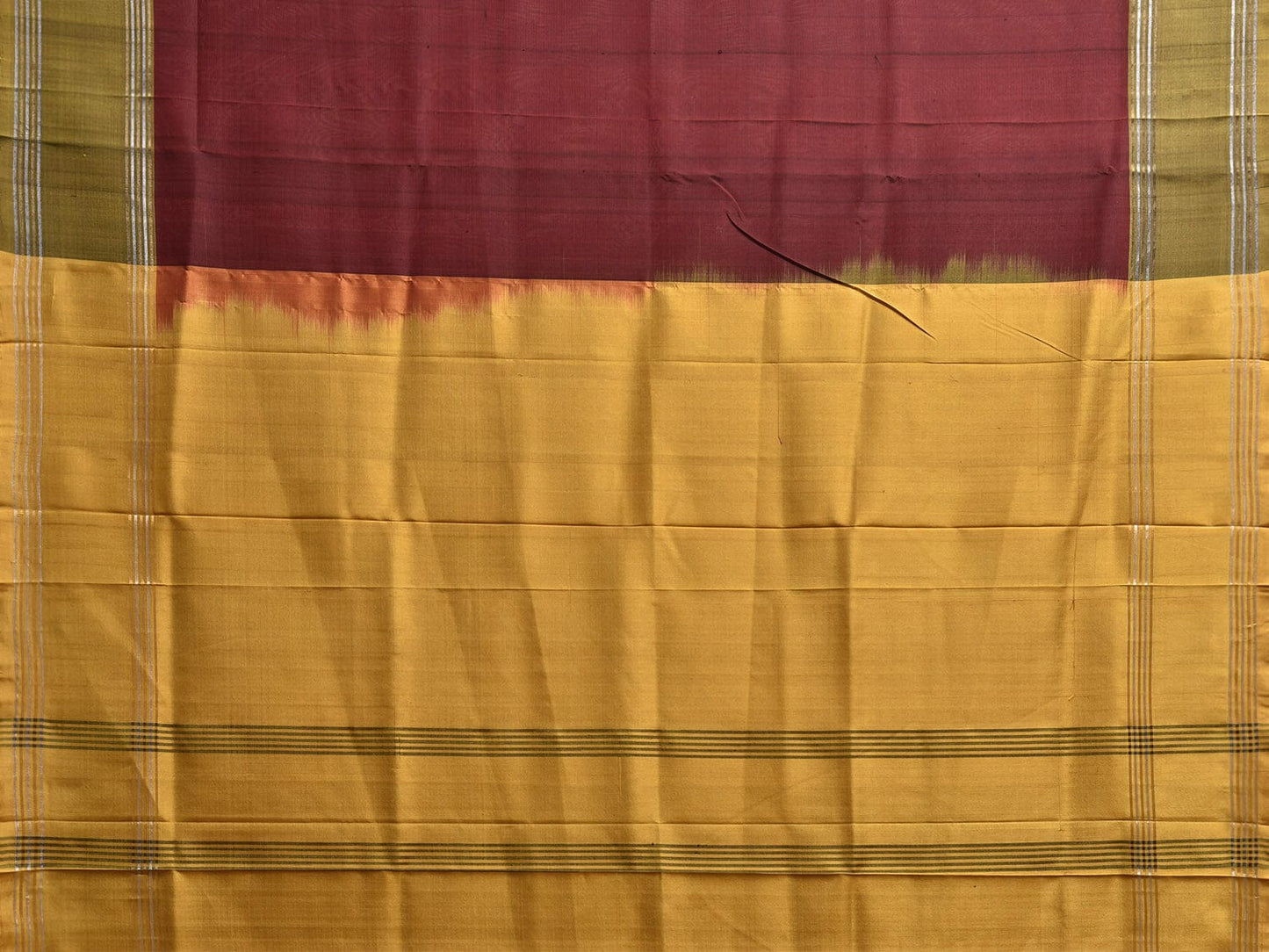 Maroon and Yellow Uppada Silk Handloom Saree with Big Checks Design u2363