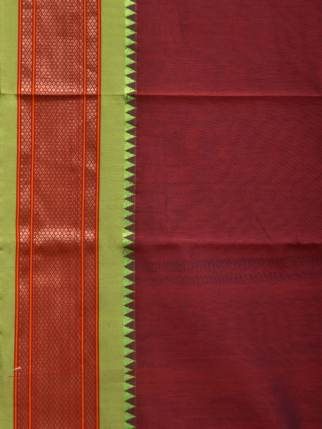 Maroon Bamboo Cotton Plain Saree with Narayanpet Border Design No Blouse o0345