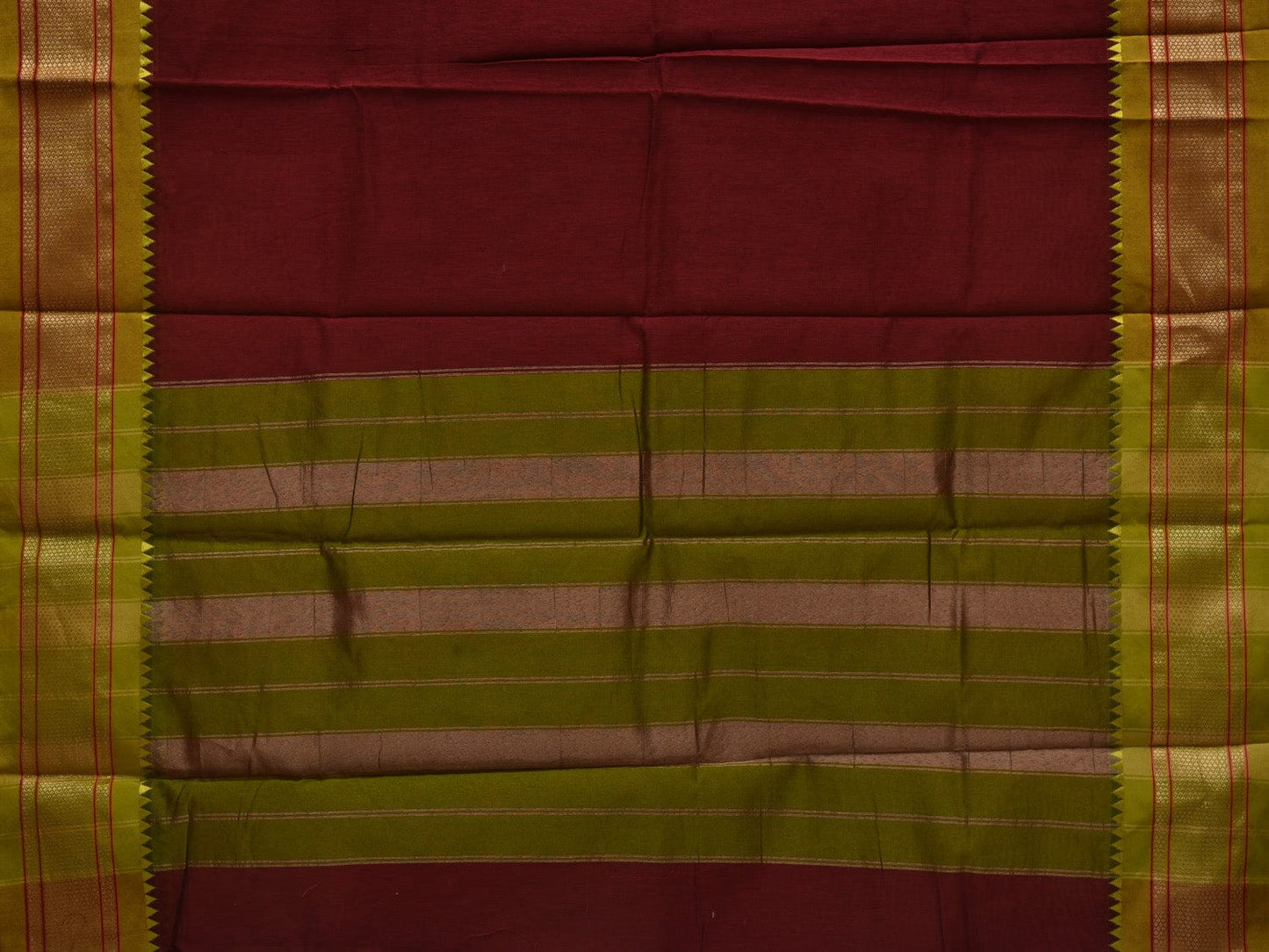Maroon Bamboo Cotton Plain Saree with Paithani Border Design No Blouse o0336