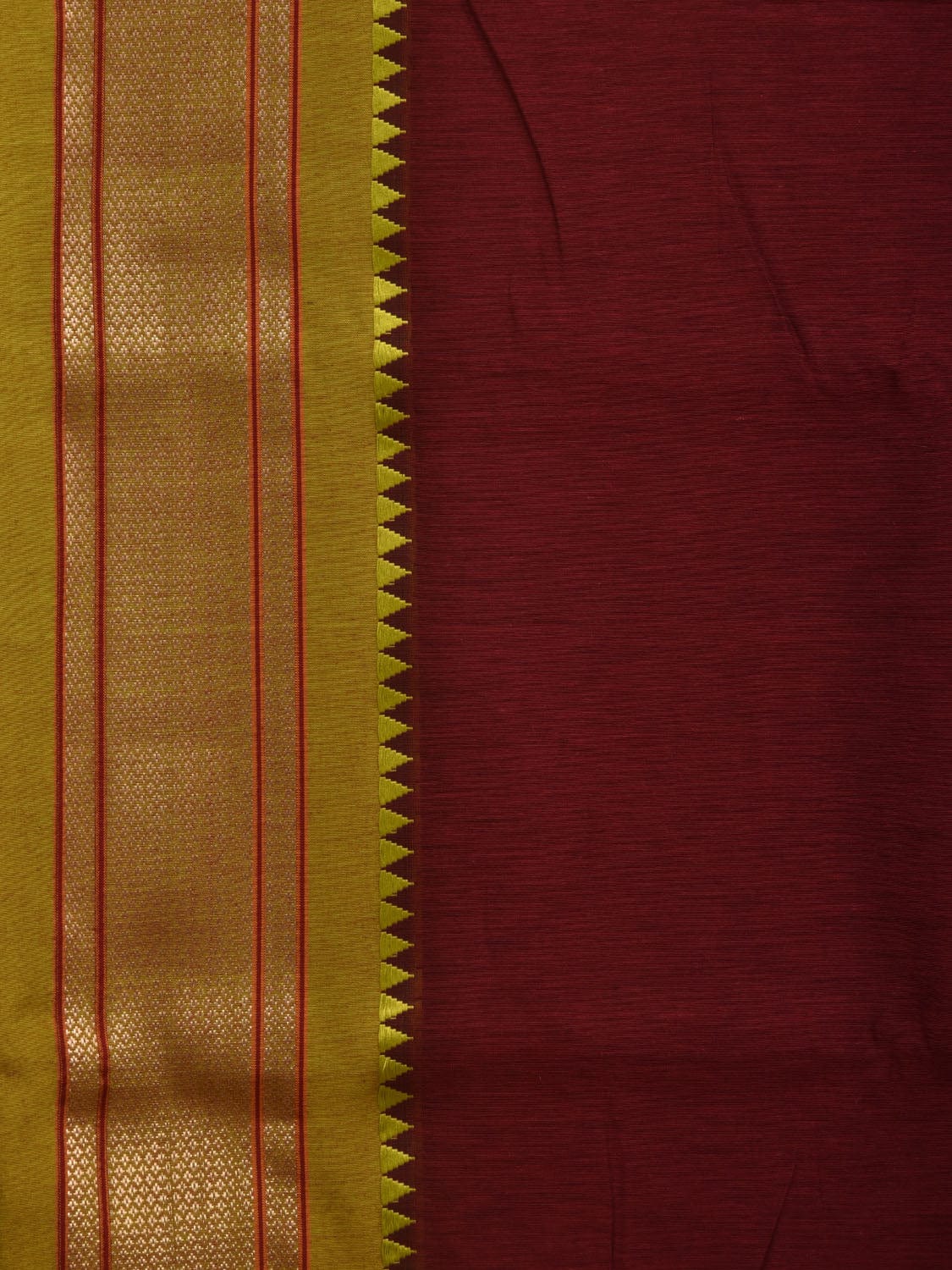 Maroon Bamboo Cotton Plain Saree with Paithani Border Design No Blouse o0336