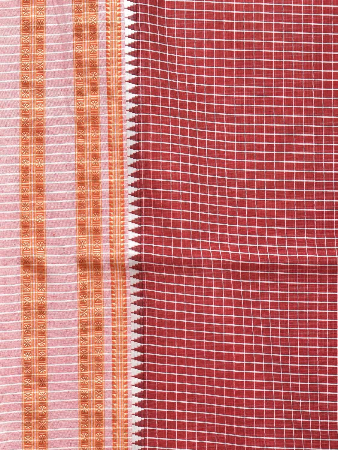 Maroon Bamboo Cotton Saree with Checks Design bc0102