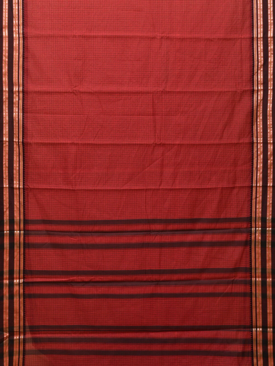 Maroon Bamboo Cotton Saree with Checks Design bc0114