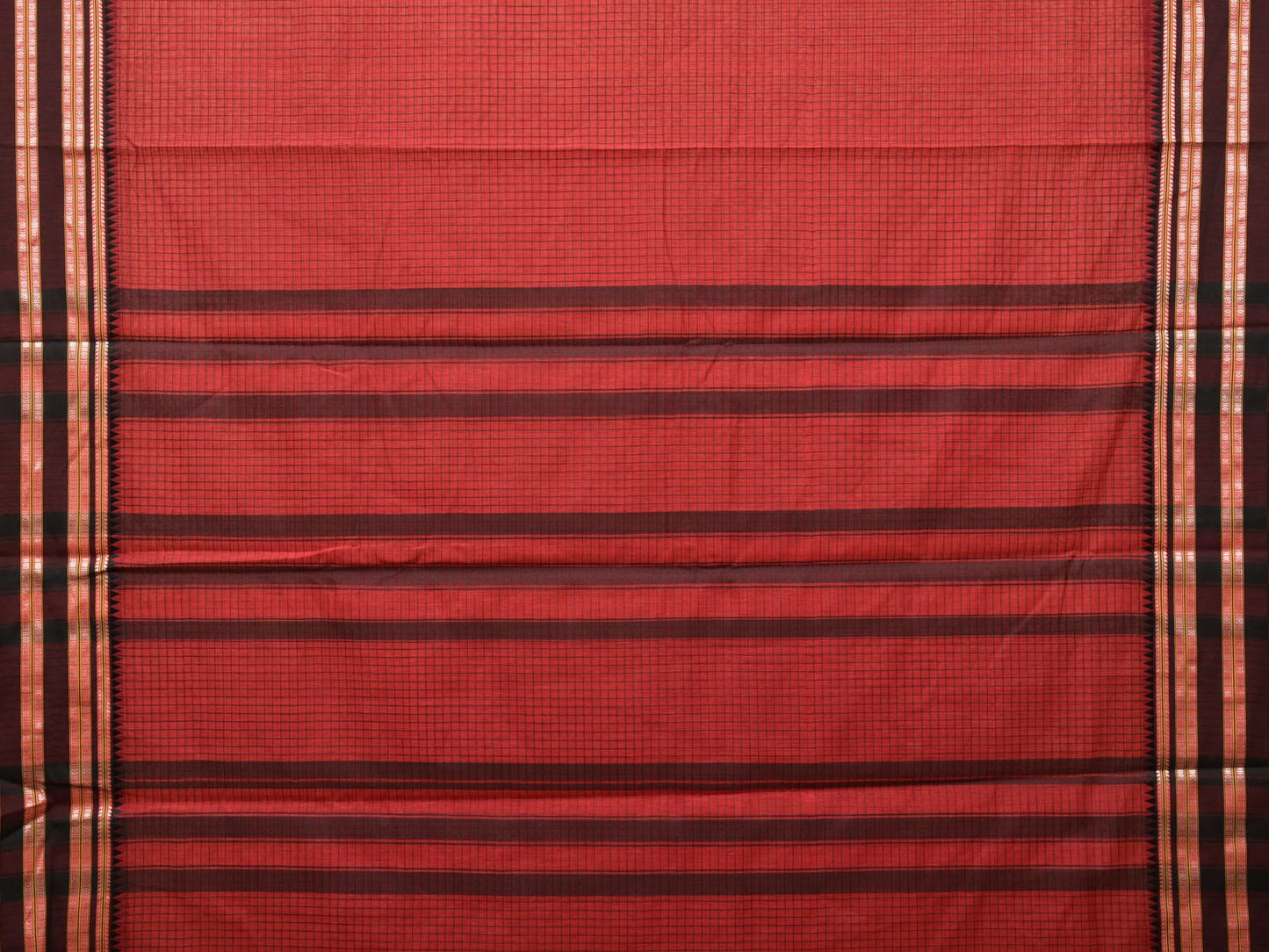 Maroon Bamboo Cotton Saree with Checks Design bc0114