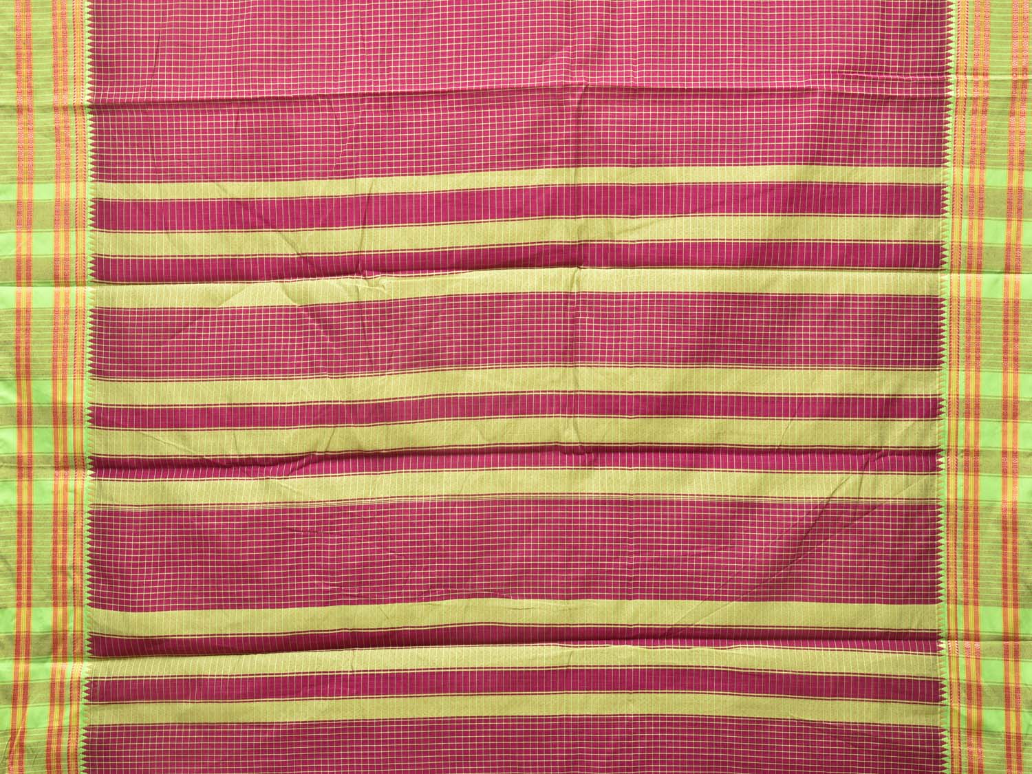 Maroon Bamboo Cotton Saree with Checks Design No Blouse bc0189