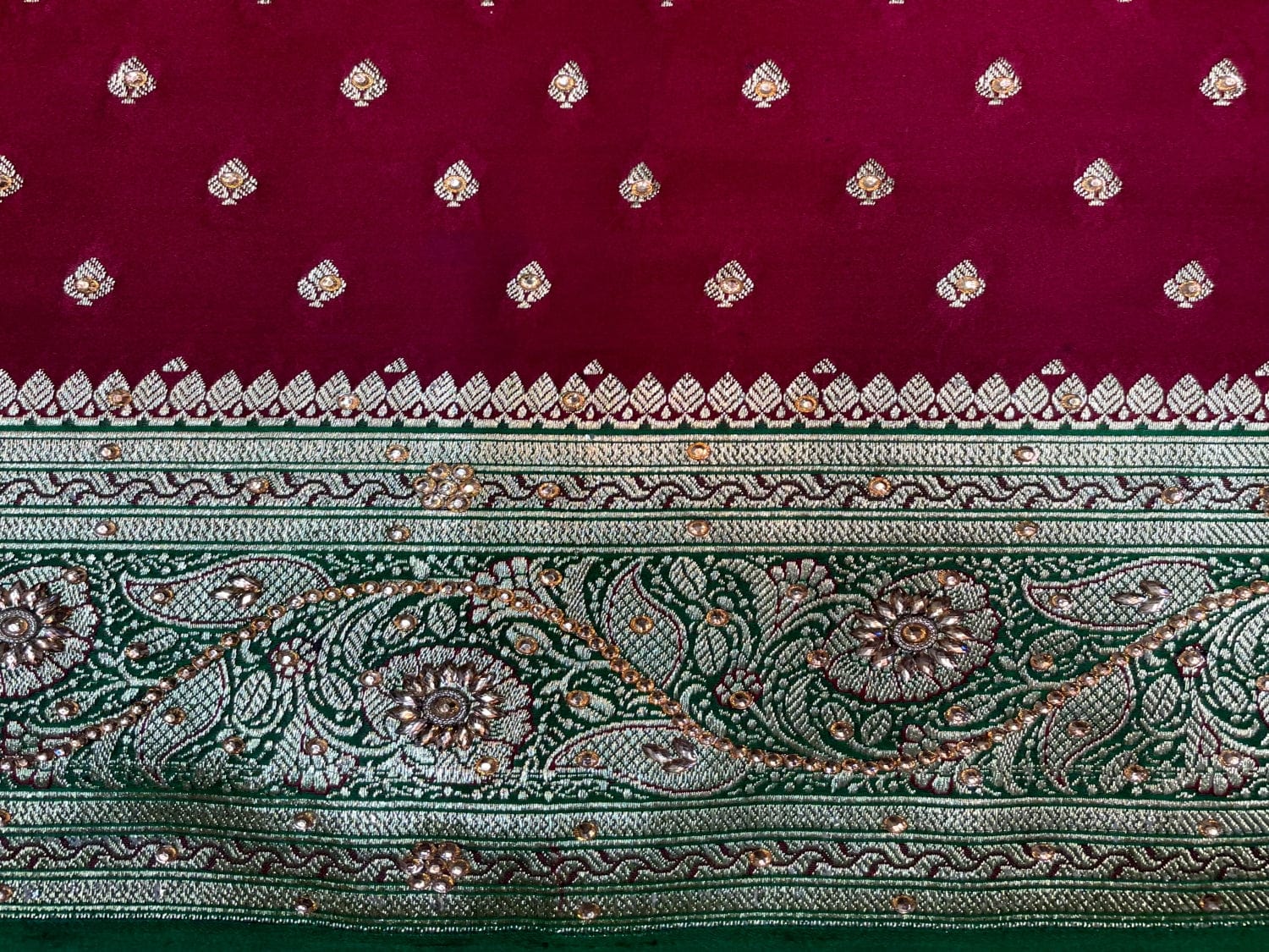 Maroon Banaras Katan Silk Saree with Body Butti and Border Design b0370ds