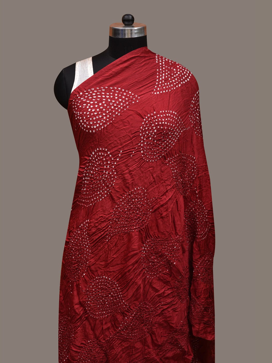 Maroon Bandhani Banaras Silk Dupatta with Embroidary Work Design ds2861