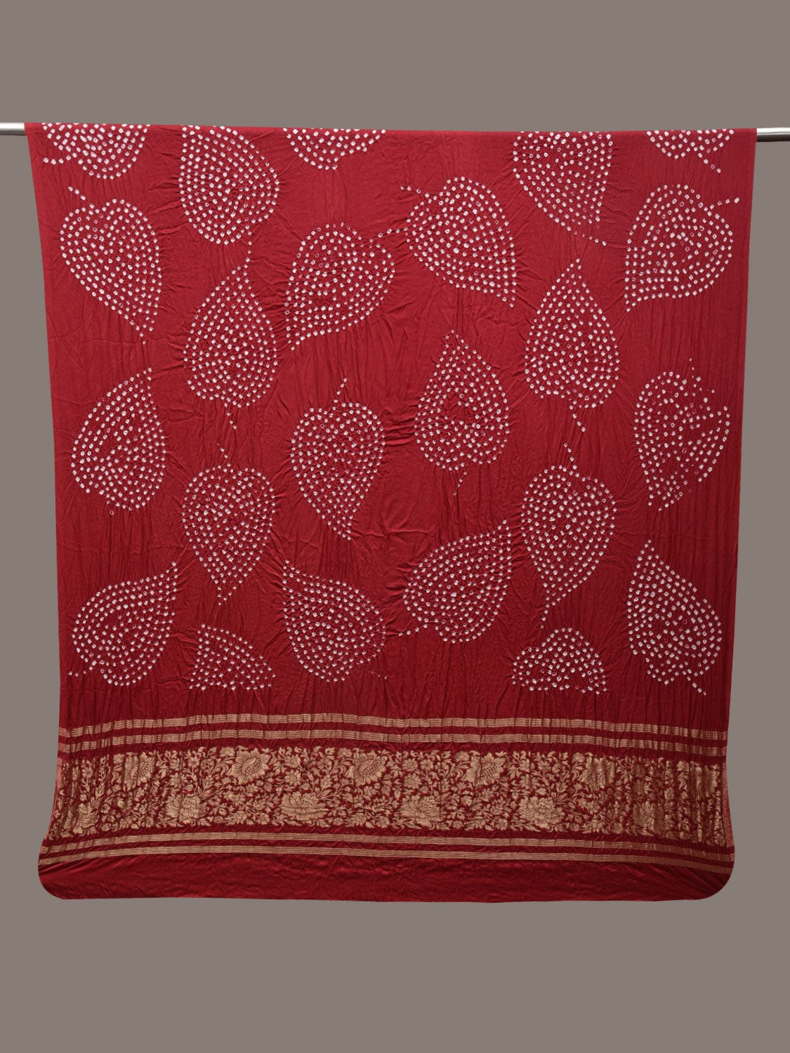 Maroon Bandhani Banaras Silk Dupatta with Embroidary Work Design ds2861