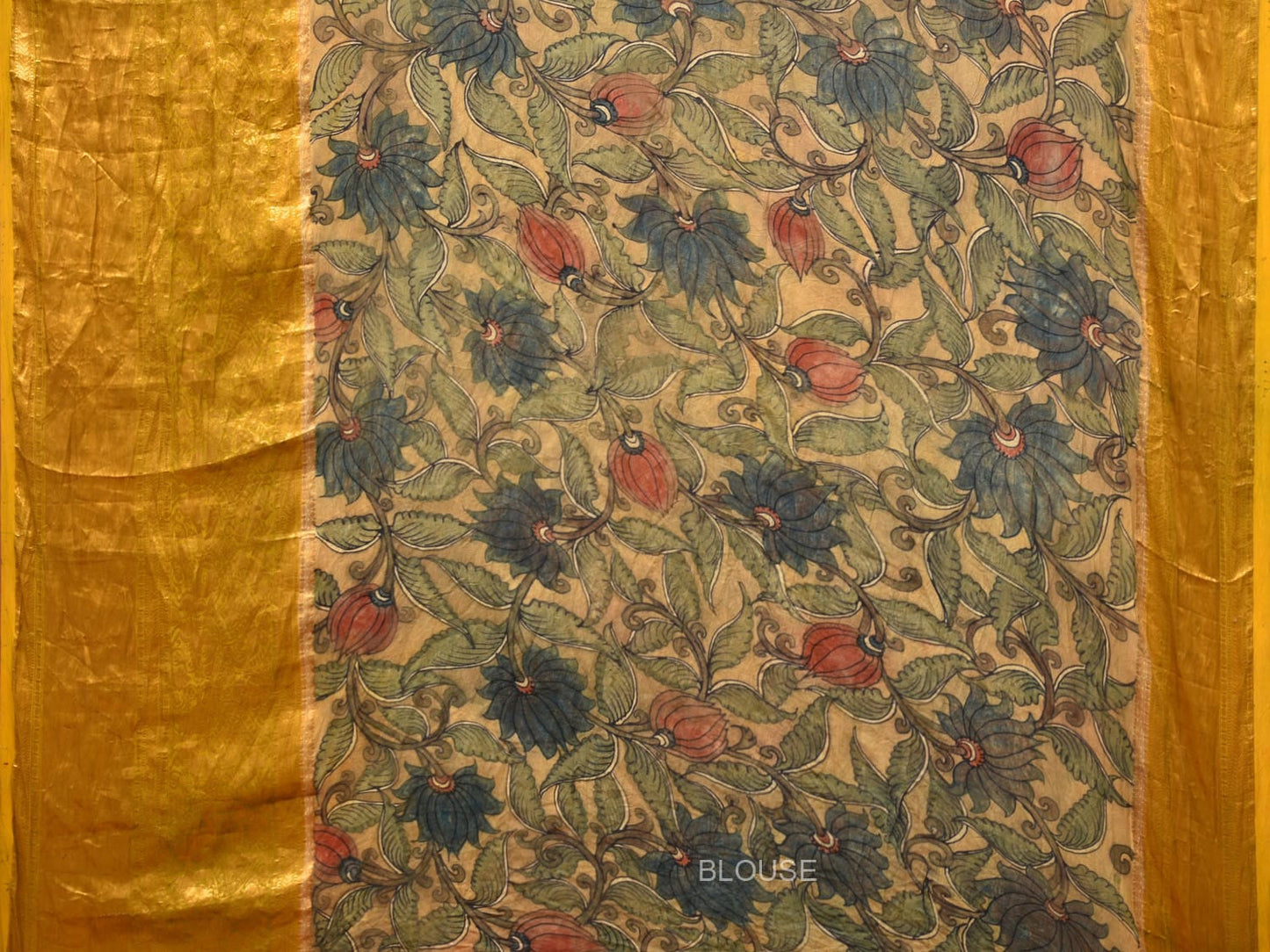 Maroon Bandhani Kanchipuram Silk Handloom Saree with Pallu and Blouse Kalamkari Design bn0484