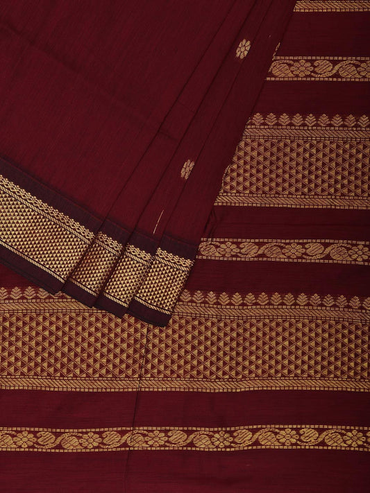 Maroon Gadwal Cotton Saree with Pallu and Border Design g0441