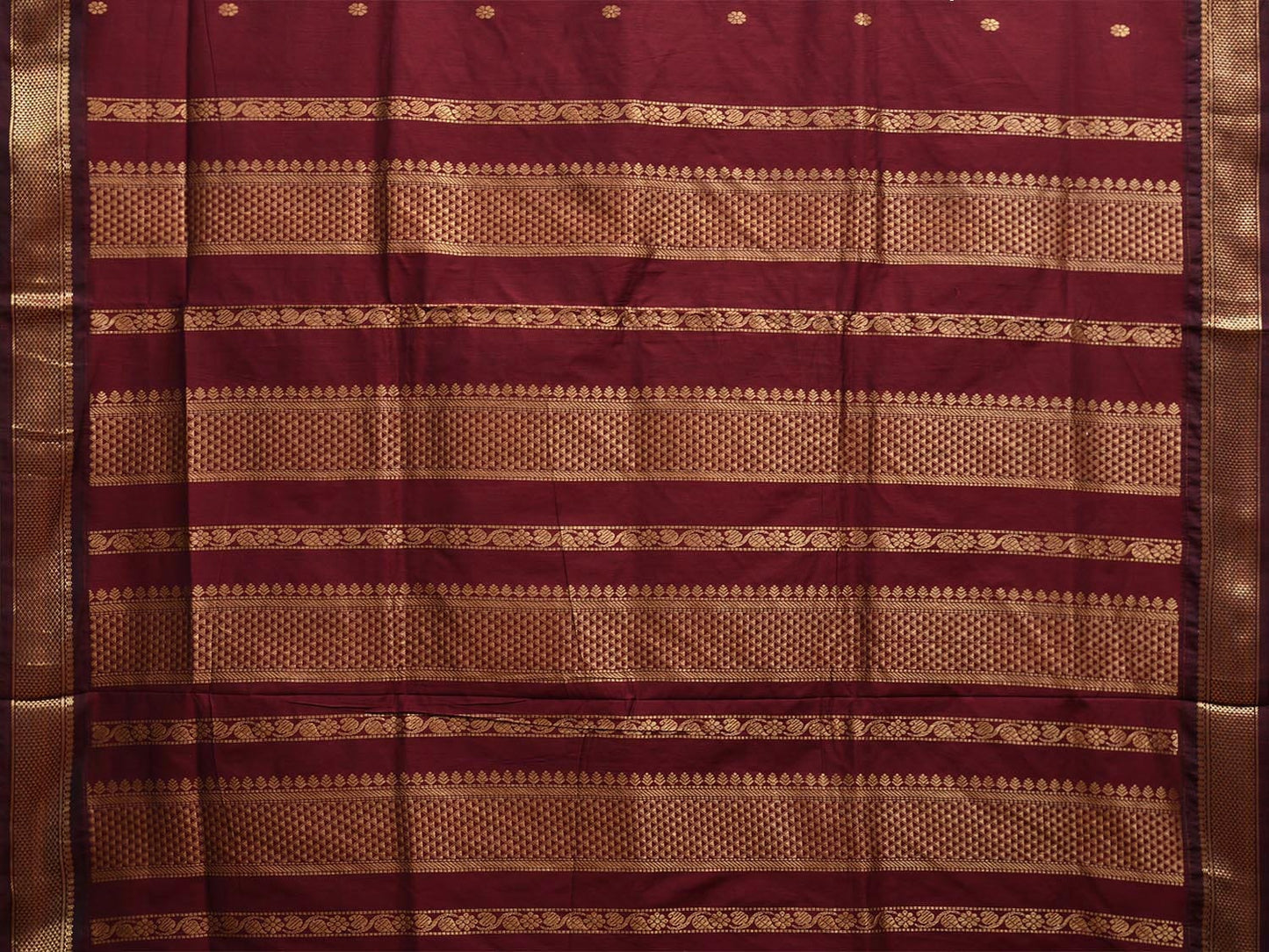 Maroon Gadwal Cotton Saree with Pallu and Border Design g0441