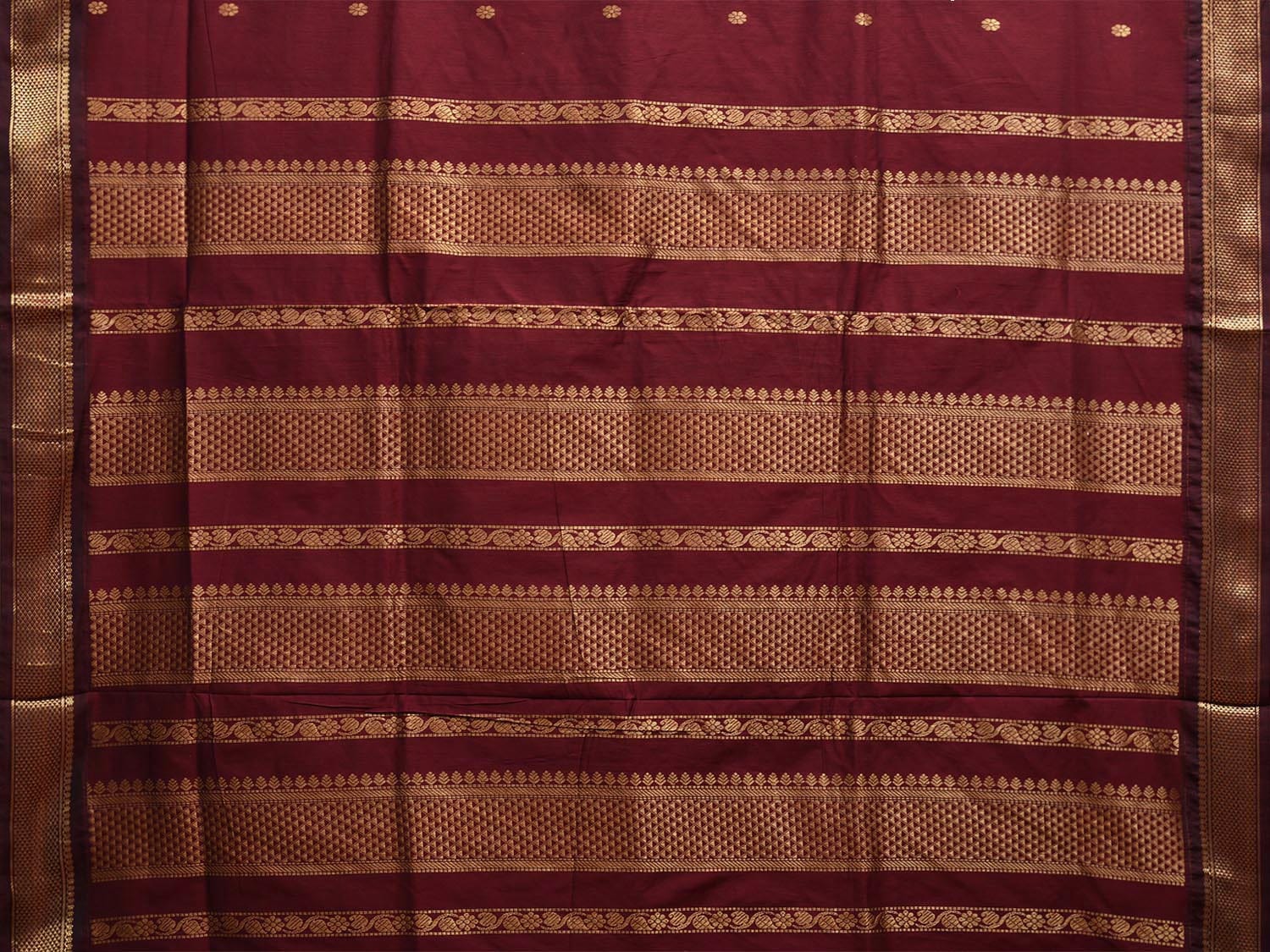 Maroon Gadwal Cotton Saree with Pallu and Border Design g0441