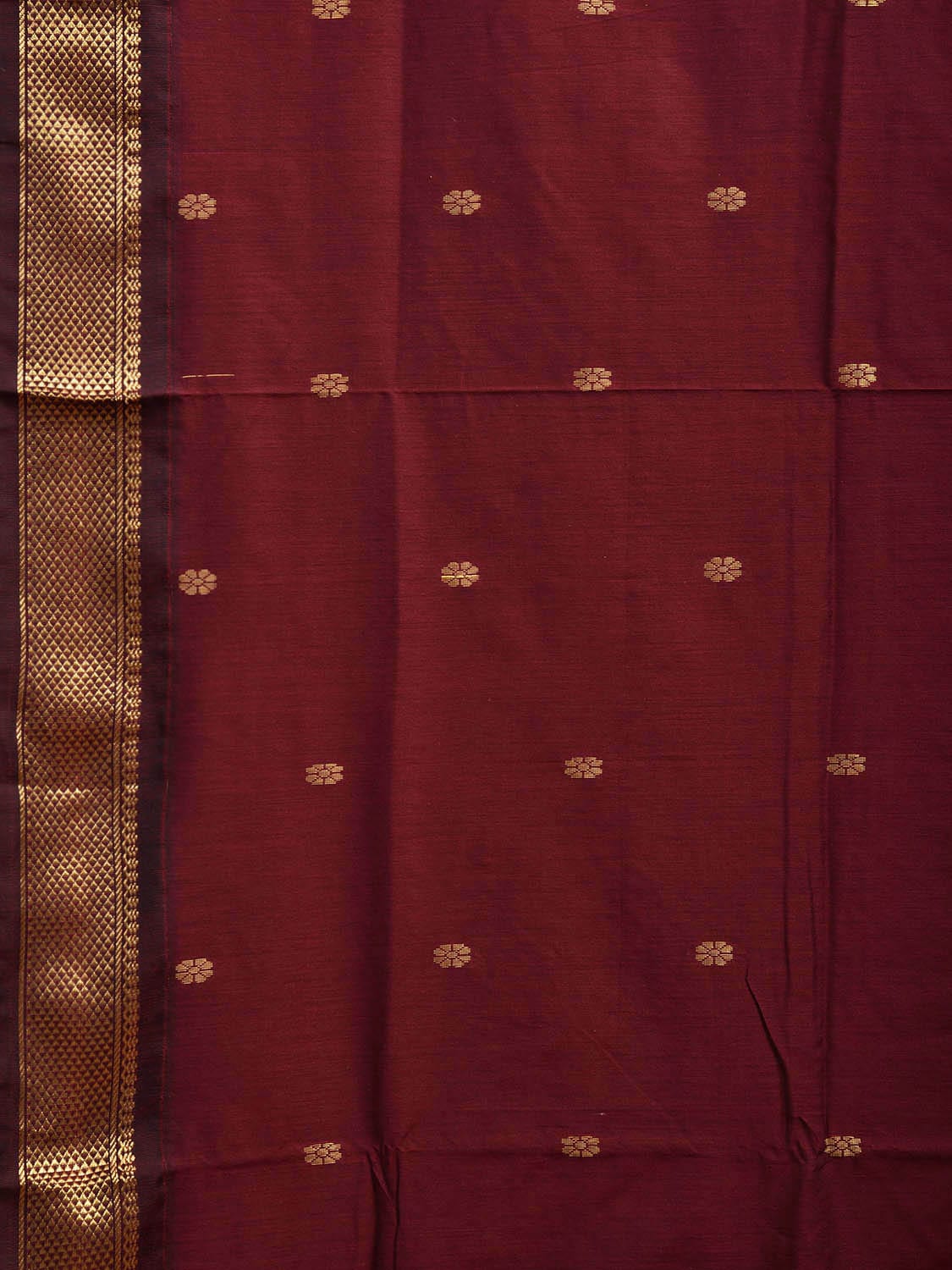 Maroon Gadwal Cotton Saree with Pallu and Border Design g0441