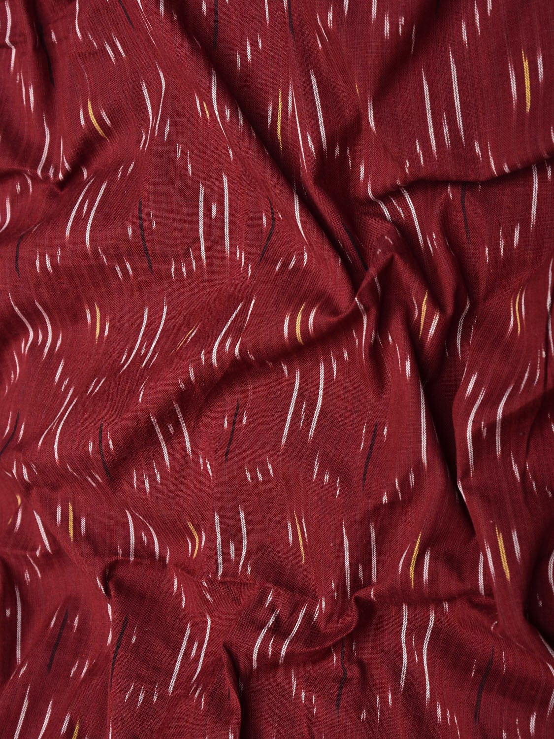 Maroon Ikat Cotton Handloom 2.5mts Fabric with Grill Design f0264