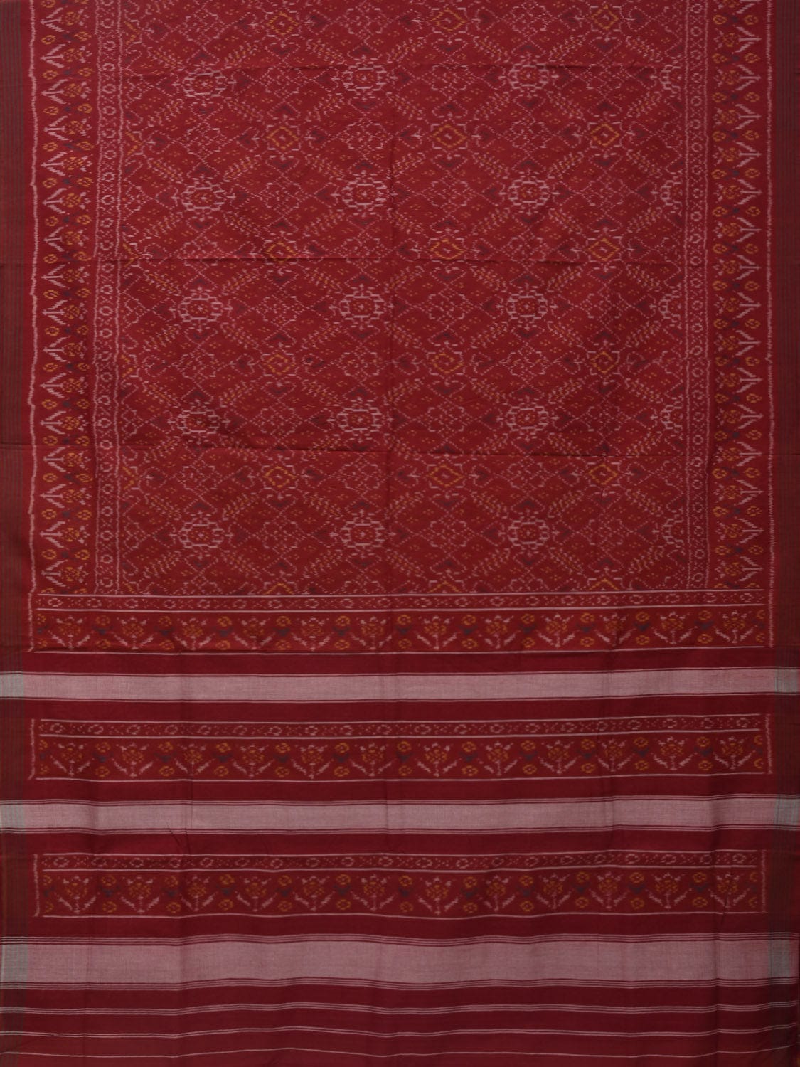 Maroon Ikat Cotton Handloom Saree with All Over Design i0714