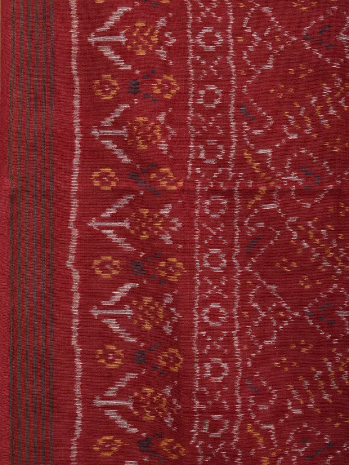Maroon Ikat Cotton Handloom Saree with All Over Design i0714