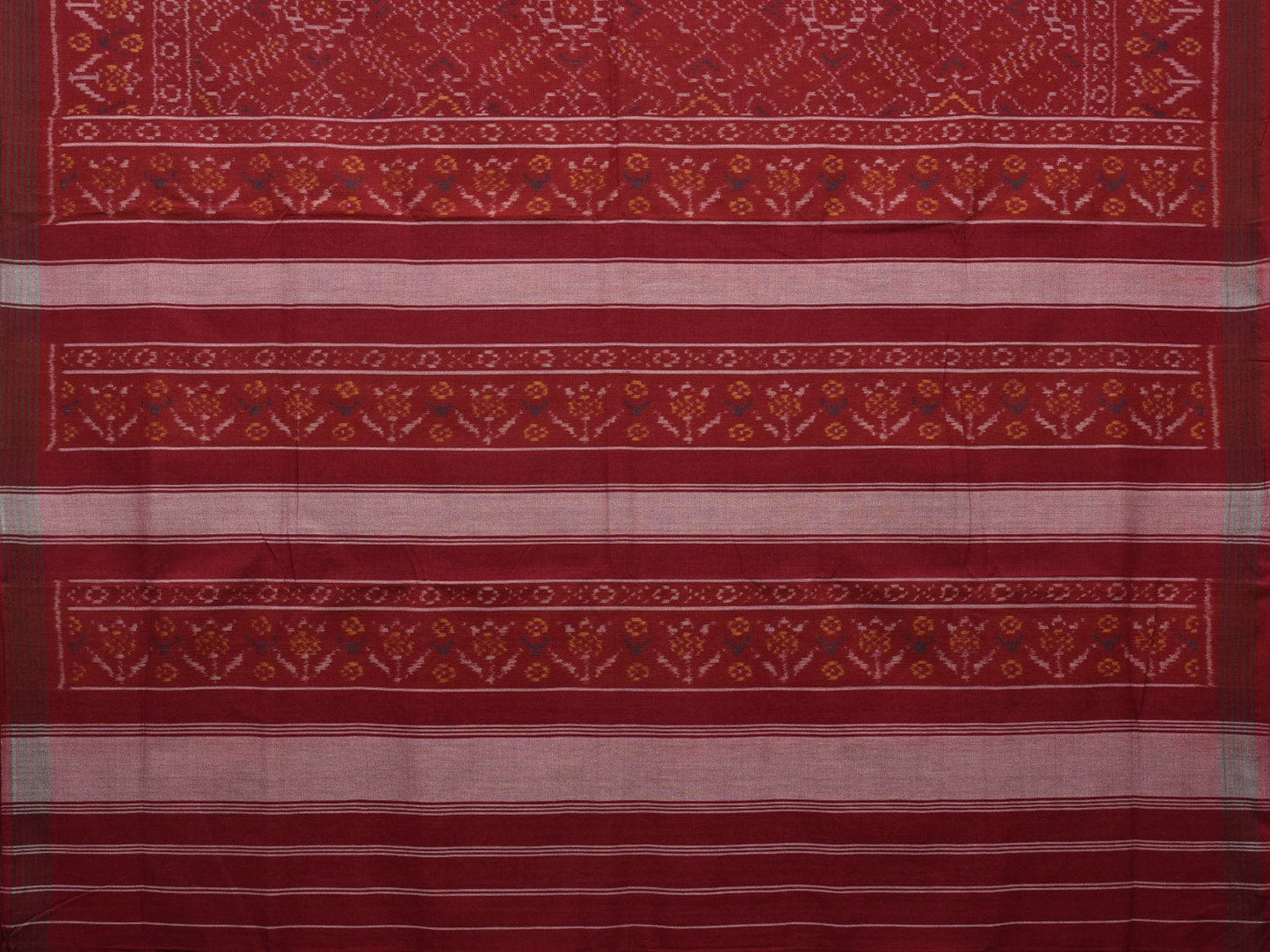Maroon Ikat Cotton Handloom Saree with All Over Design i0714