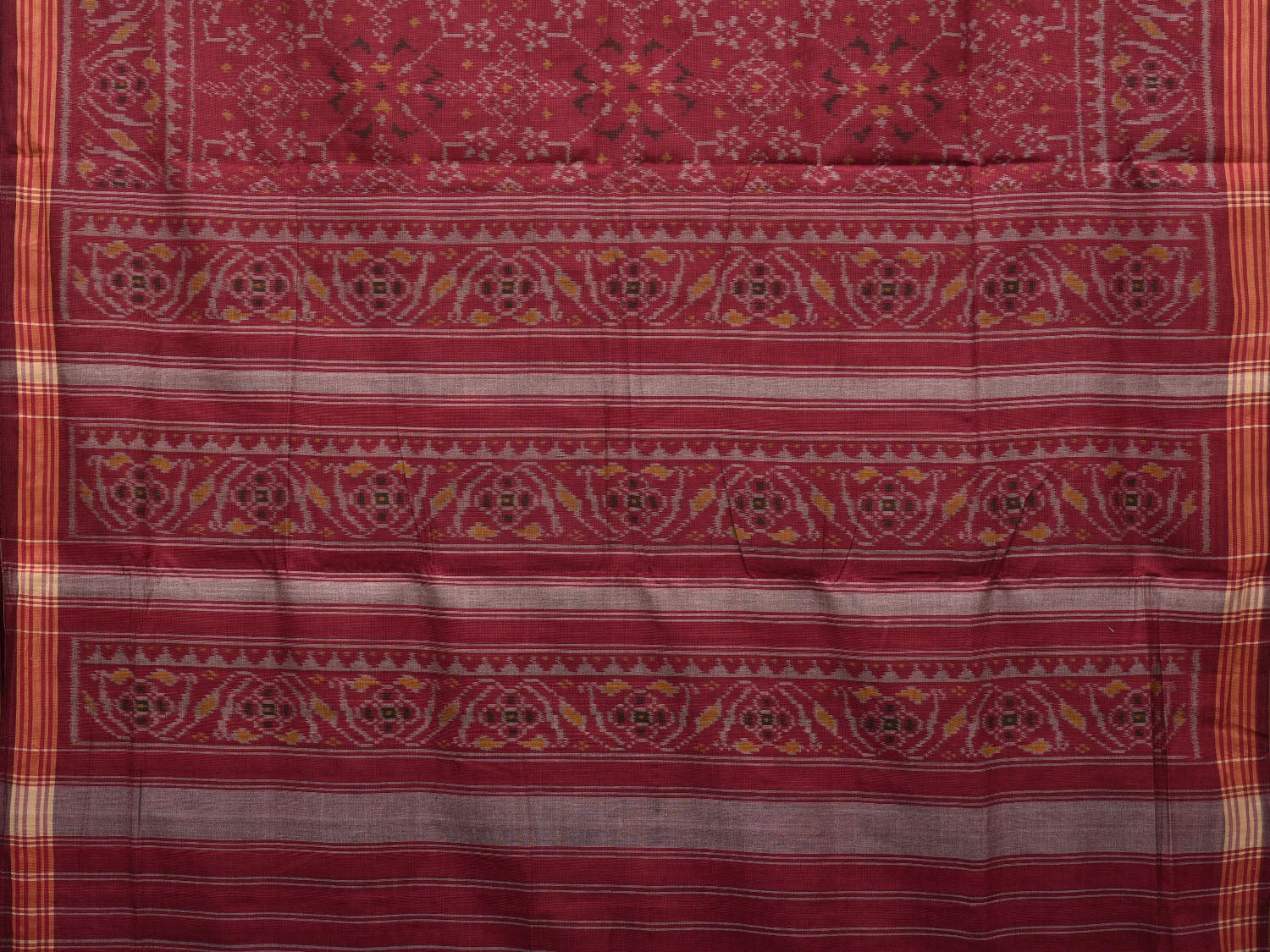 Maroon Ikat Cotton Handloom Saree with All Over Design i0741