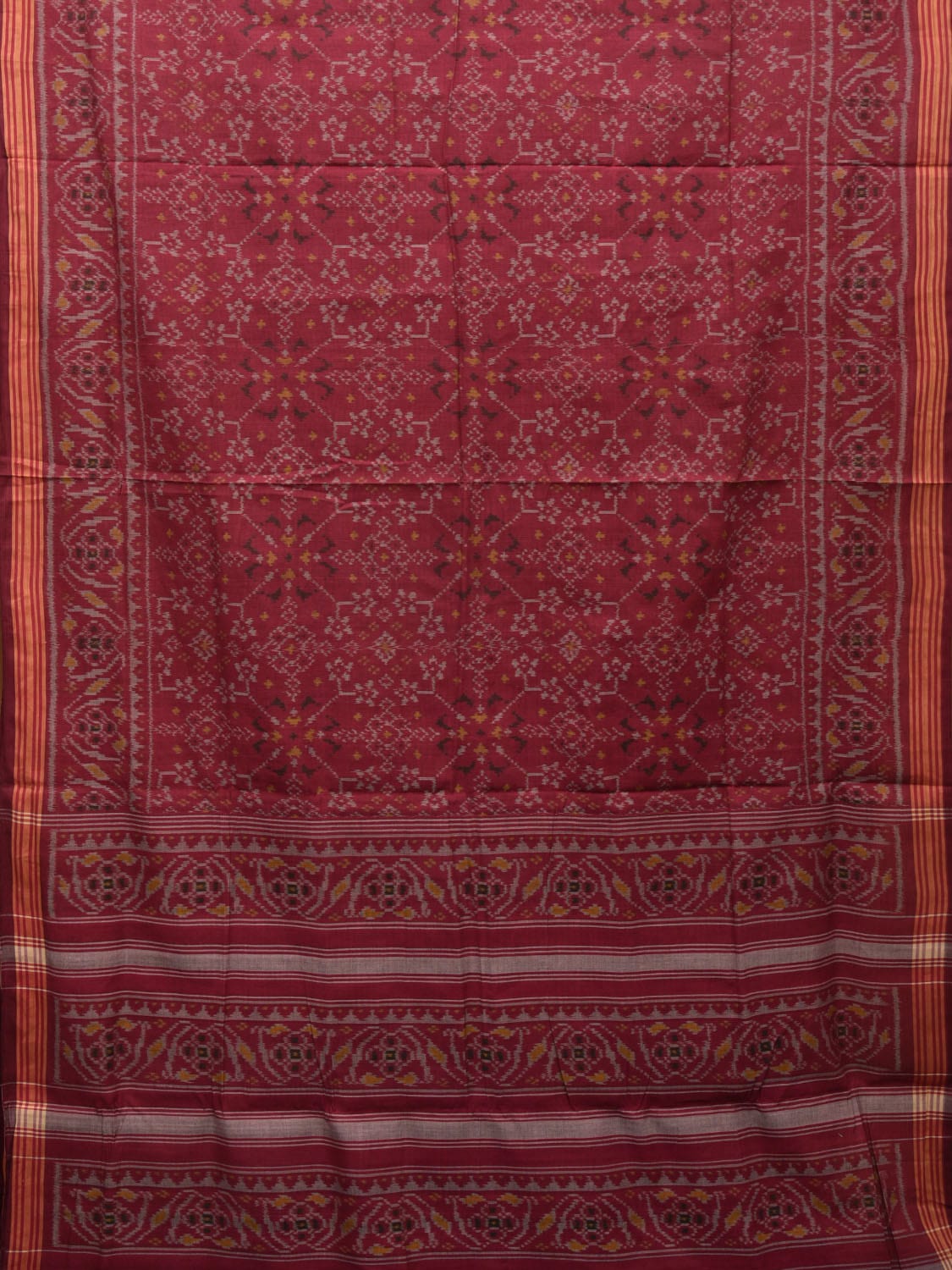 Maroon Ikat Cotton Handloom Saree with All Over Design i0741