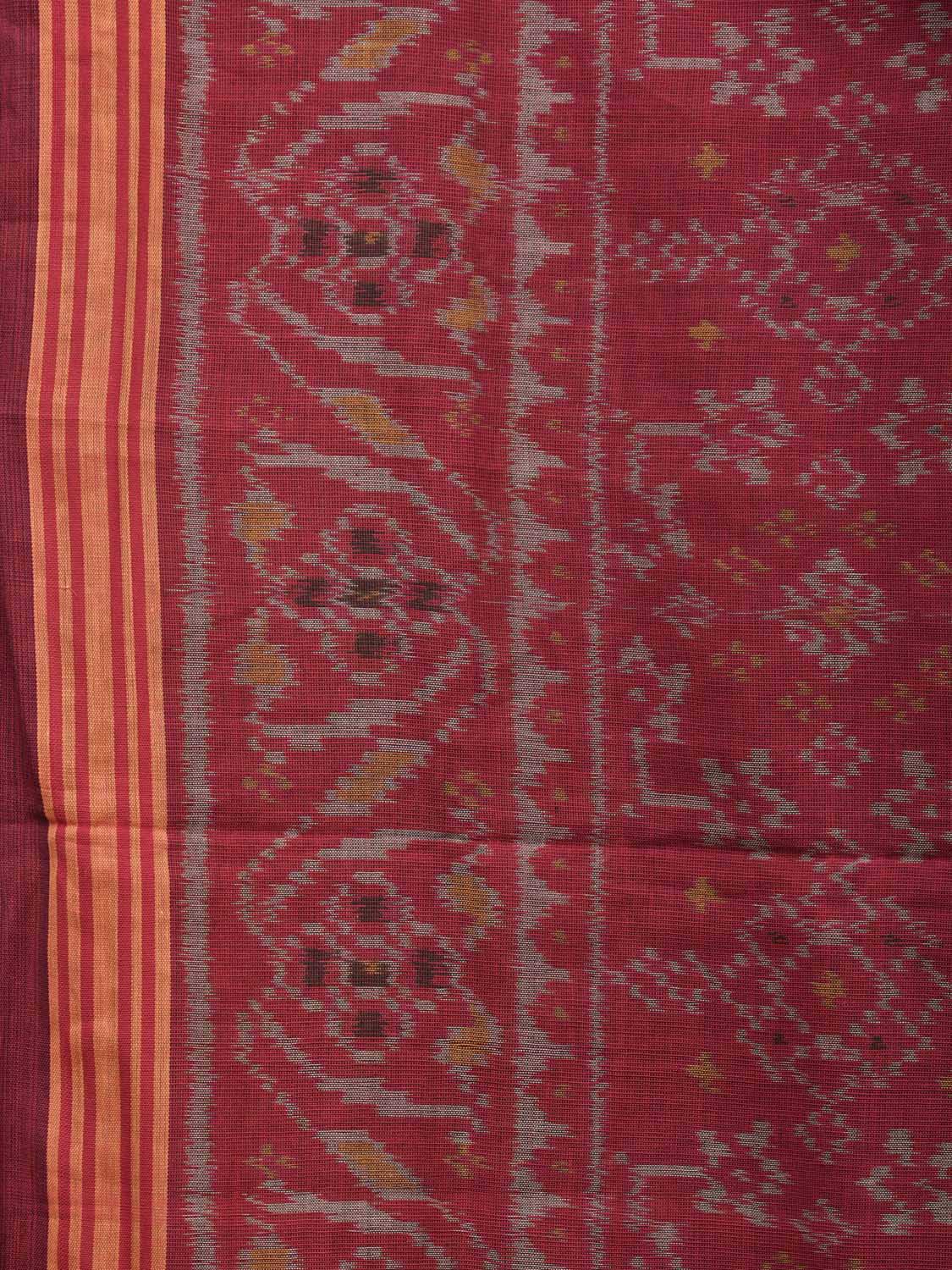 Maroon Ikat Cotton Handloom Saree with All Over Design i0741