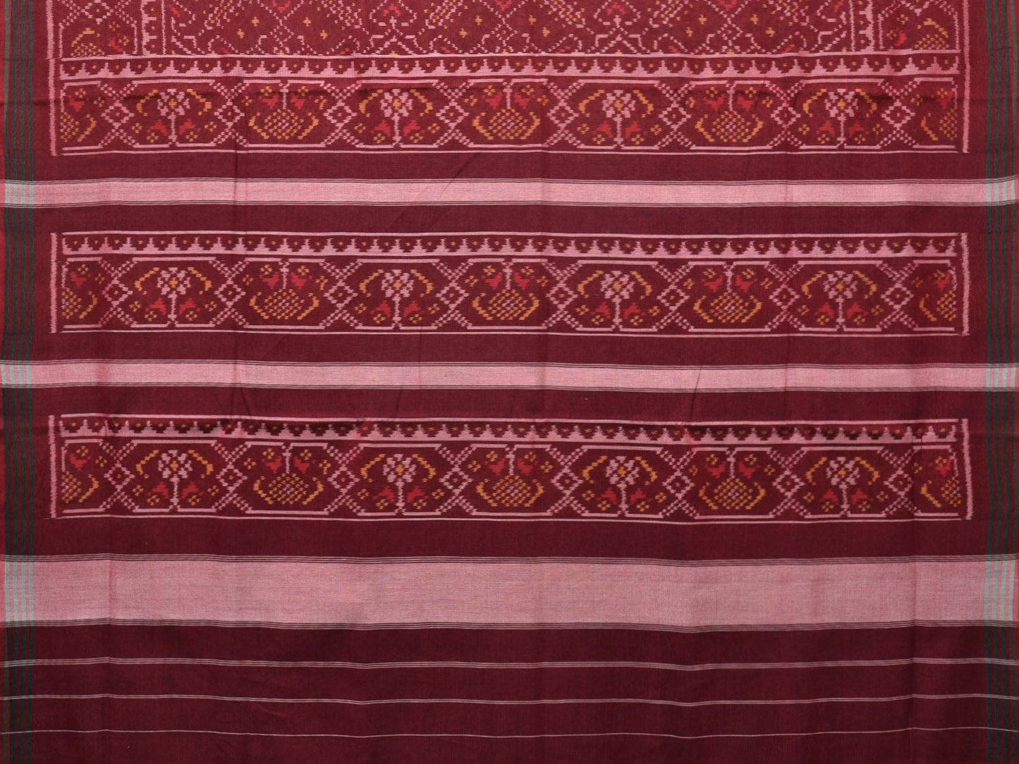 Maroon Ikat Cotton Handloom Saree with Grill Design i0809