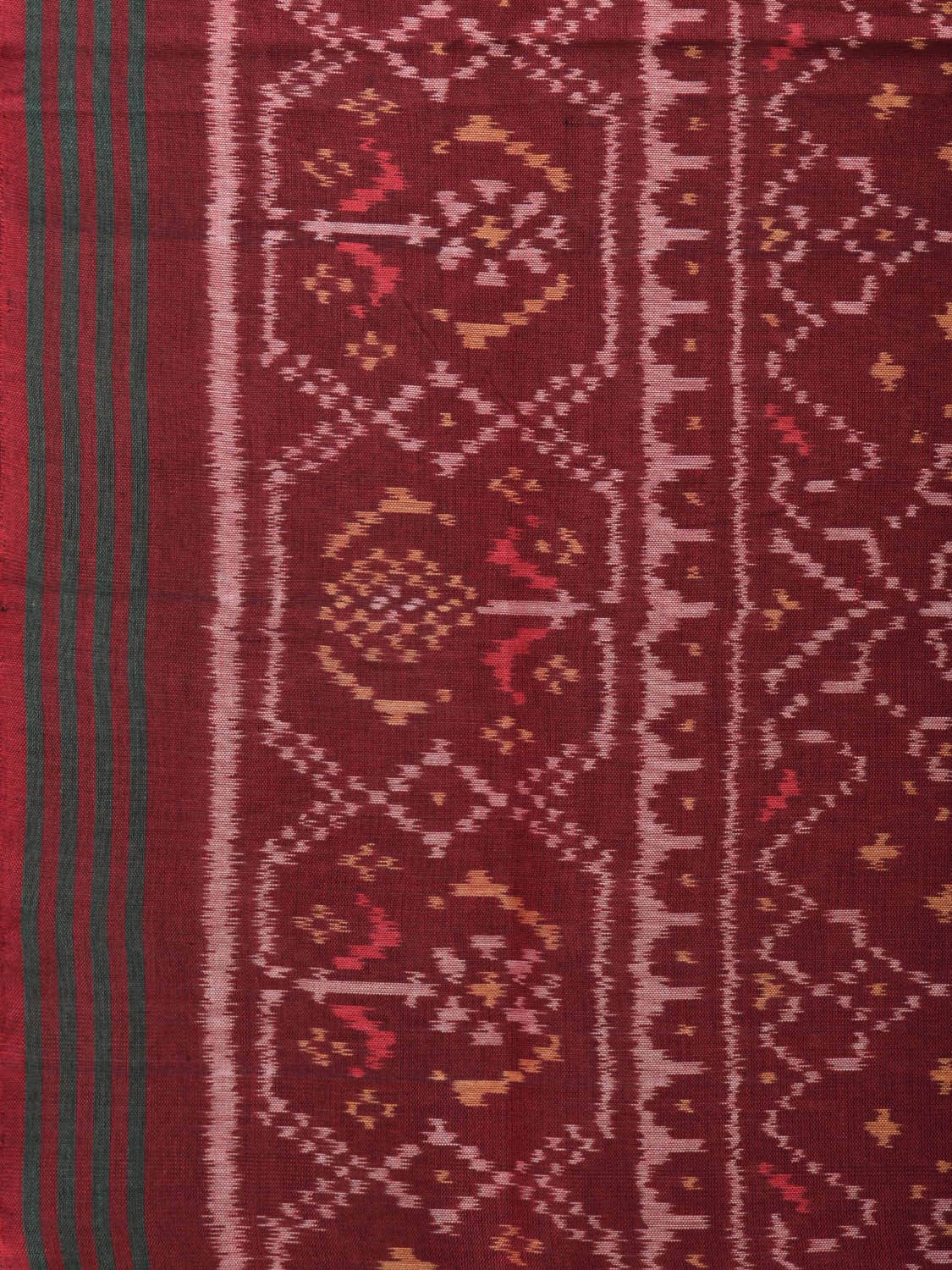 Maroon Ikat Cotton Handloom Saree with Grill Design i0809