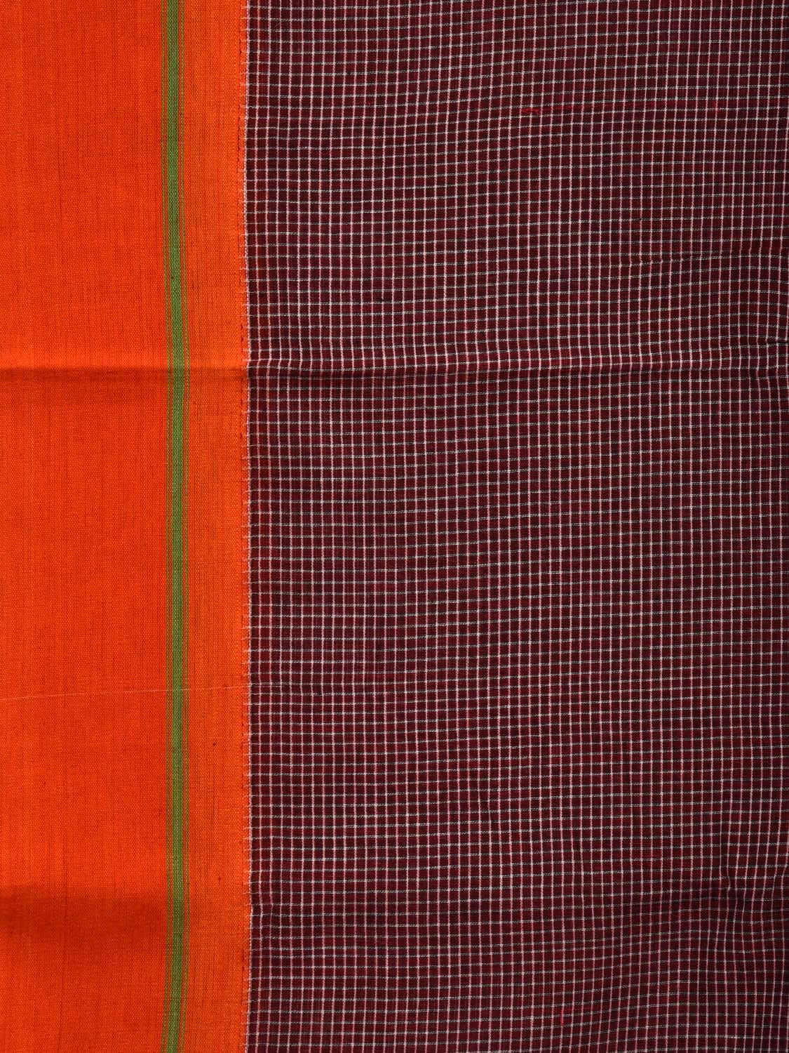 Maroon ilkal Cotton Handloom Saree with Checks and Ganga-Jamuna Border Design No Blouse o0331