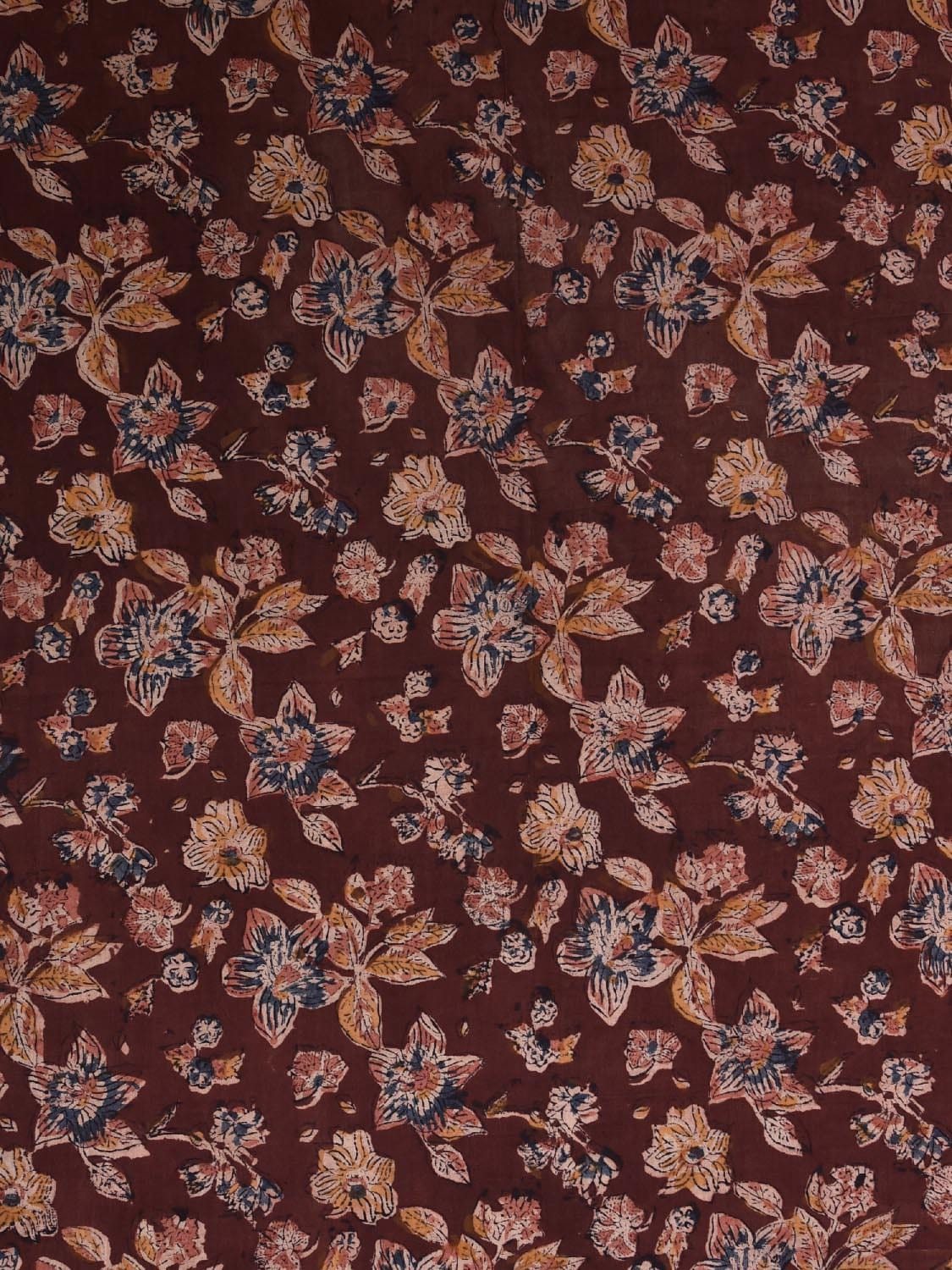 Maroon Kalamkari Block Print Cotton Blouse with Floral Design Length 1mt Width 44 Inches BL0136