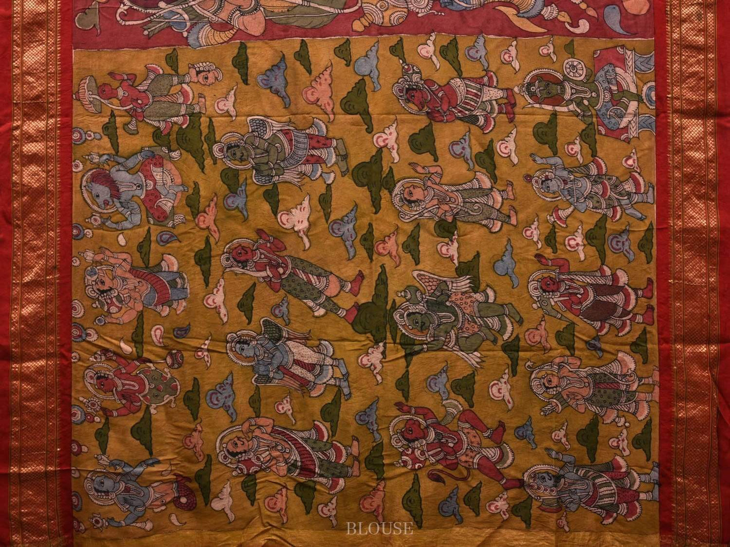 Maroon Kalamkari Hand Painted Paithani Silk Handloom Saree with Dashavatar Design KL0572