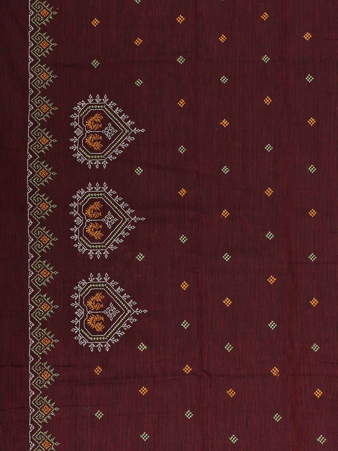 Maroon Kasuti Khadi Cotton Blouse with Peacock Design Length 1mt Width 44 Inches BL0152