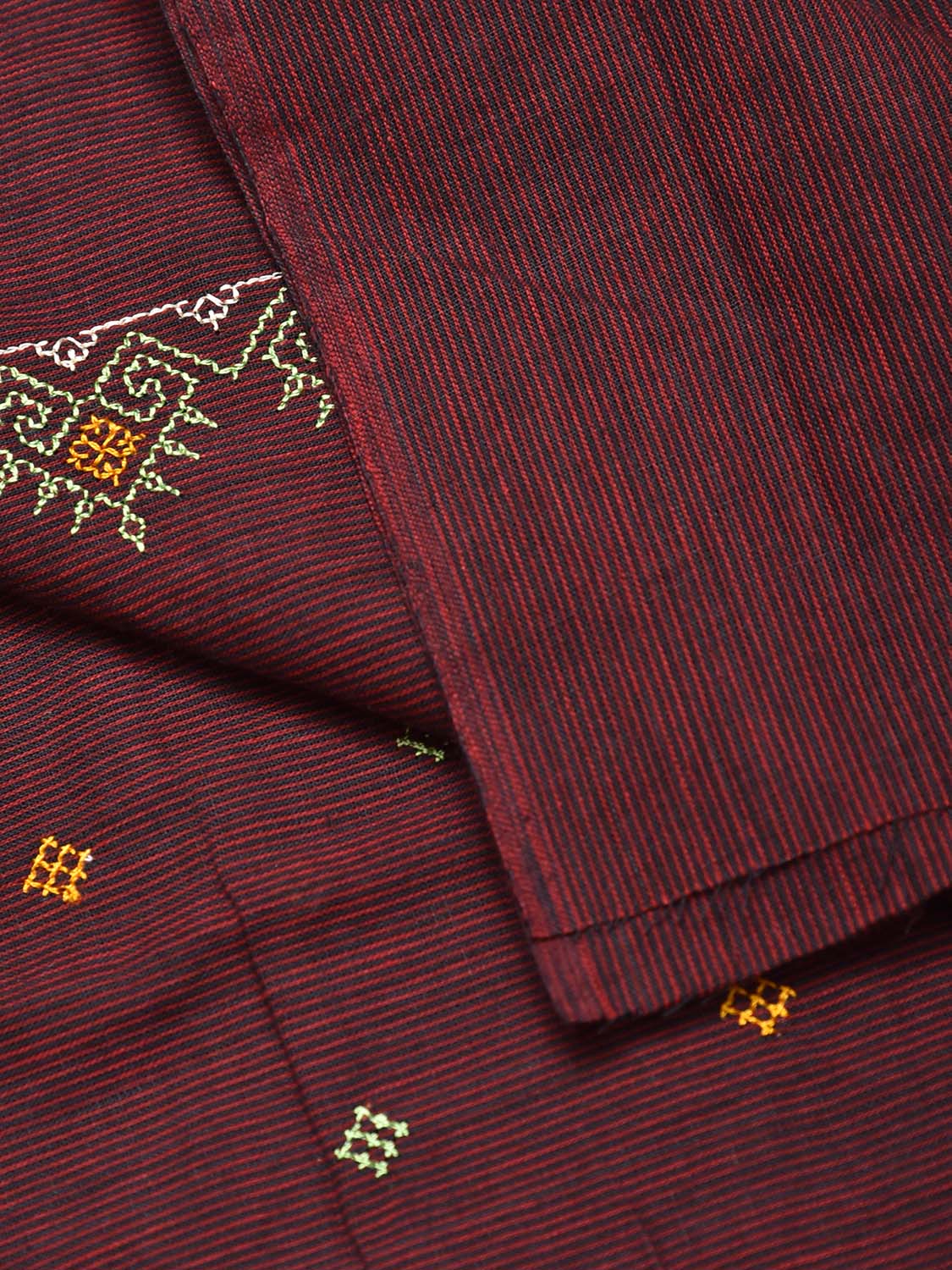 Maroon Kasuti Khadi Cotton Blouse with Peacock Design Length 1mt Width 44 Inches BL0152