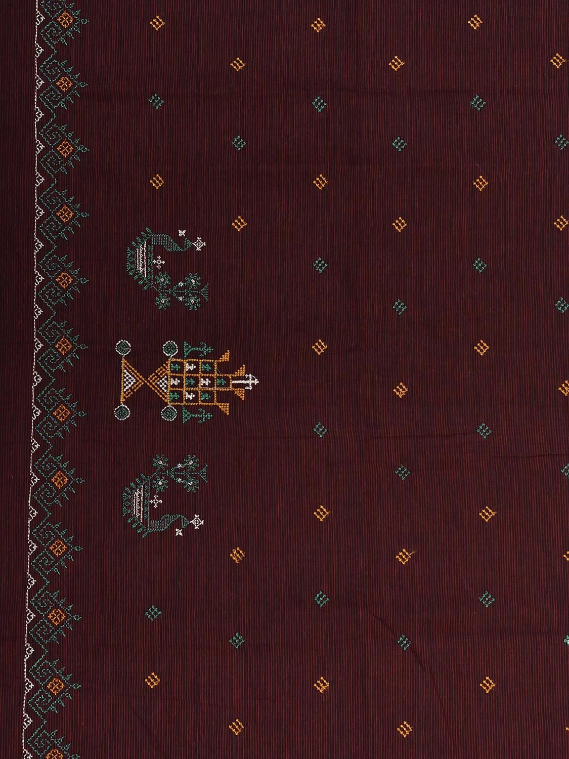 Maroon Kasuti Khadi Cotton Blouse with Peacock Design Length 1mt Width 44 Inches BL0154