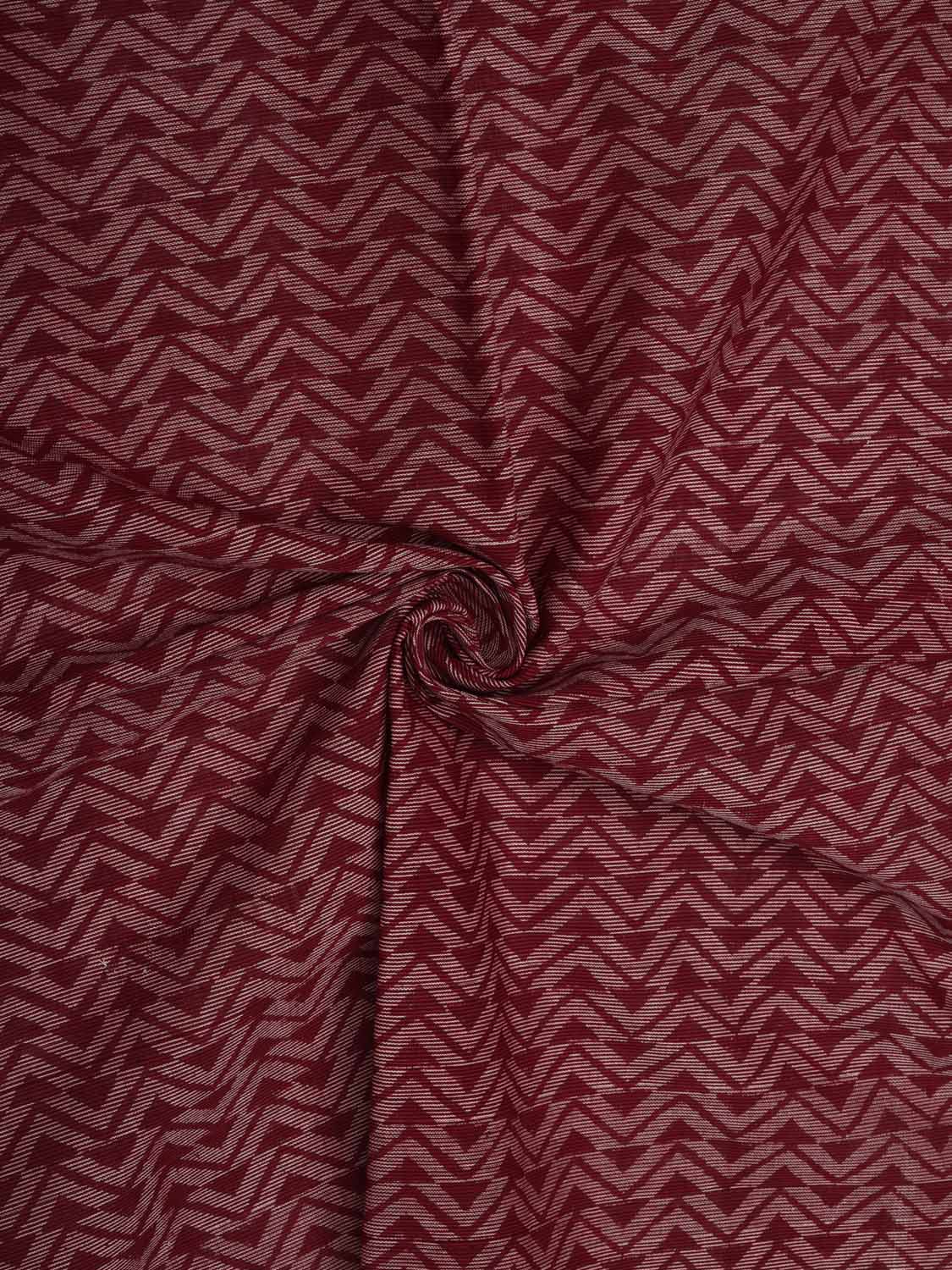 Maroon Khadi Cotton Handloom 2.5mts Fabric With Arrowhead Design f0179