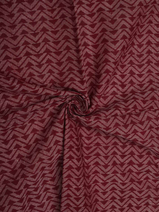 Maroon Khadi Cotton Handloom 2.5mts Fabric With Arrowhead Design f0179