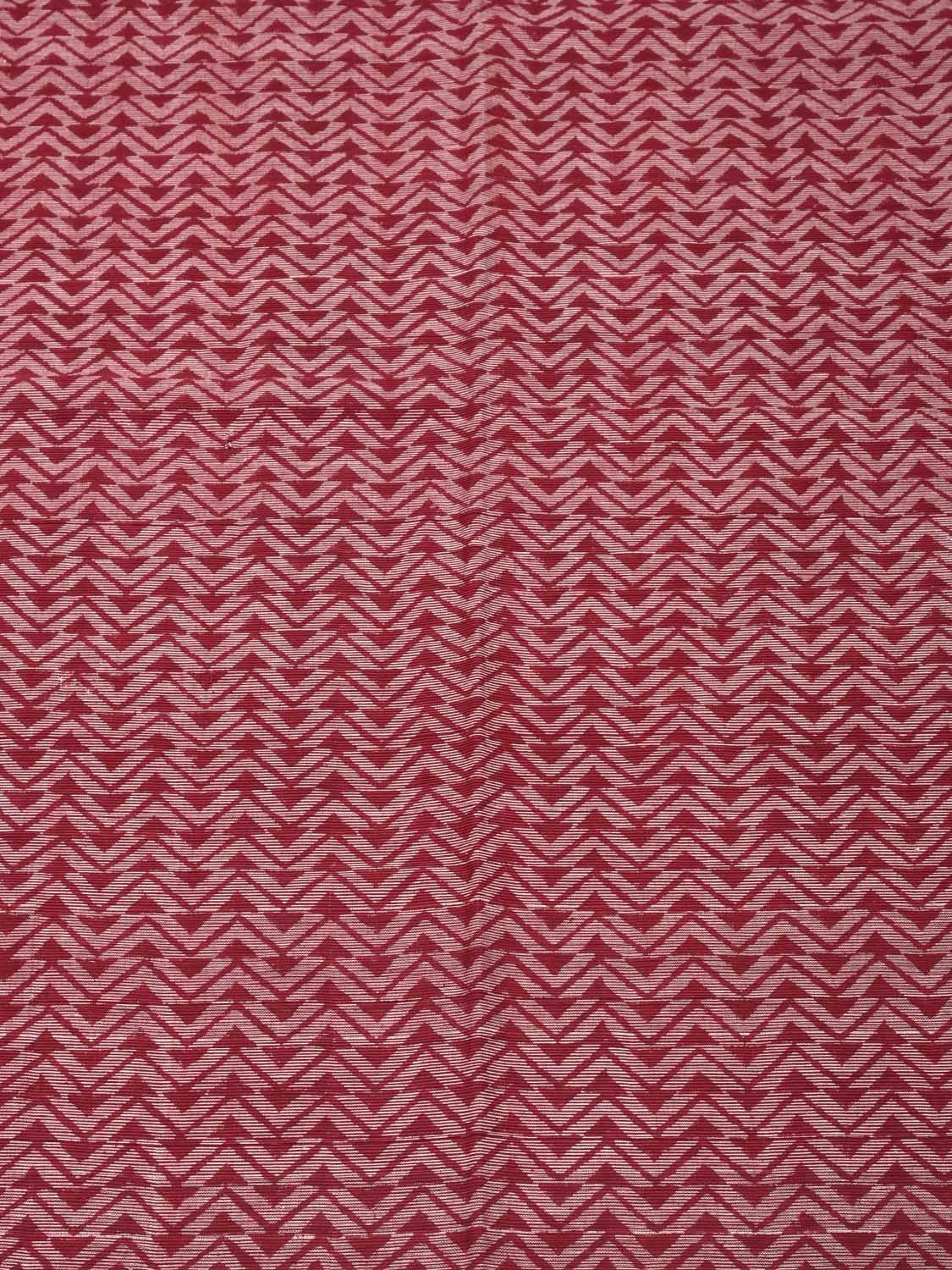 Maroon Khadi Cotton Handloom 2.5mts Fabric With Arrowhead Design f0179