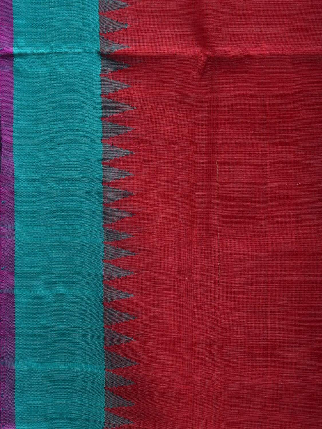 Maroon Khadi Cotton Handloom Plain Saree with Ganga-Jamuna Border Design kh0528