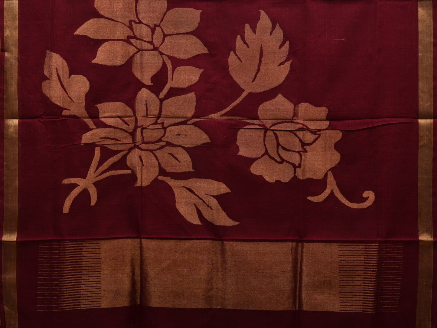 Maroon Khadi Cotton Handloom Saree with All Over Floral Design kh0545