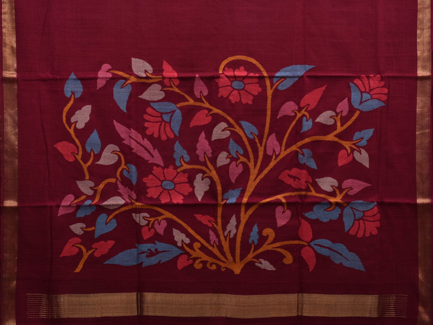Maroon Khadi Cotton Handloom Saree with Pallu Design kh0546
