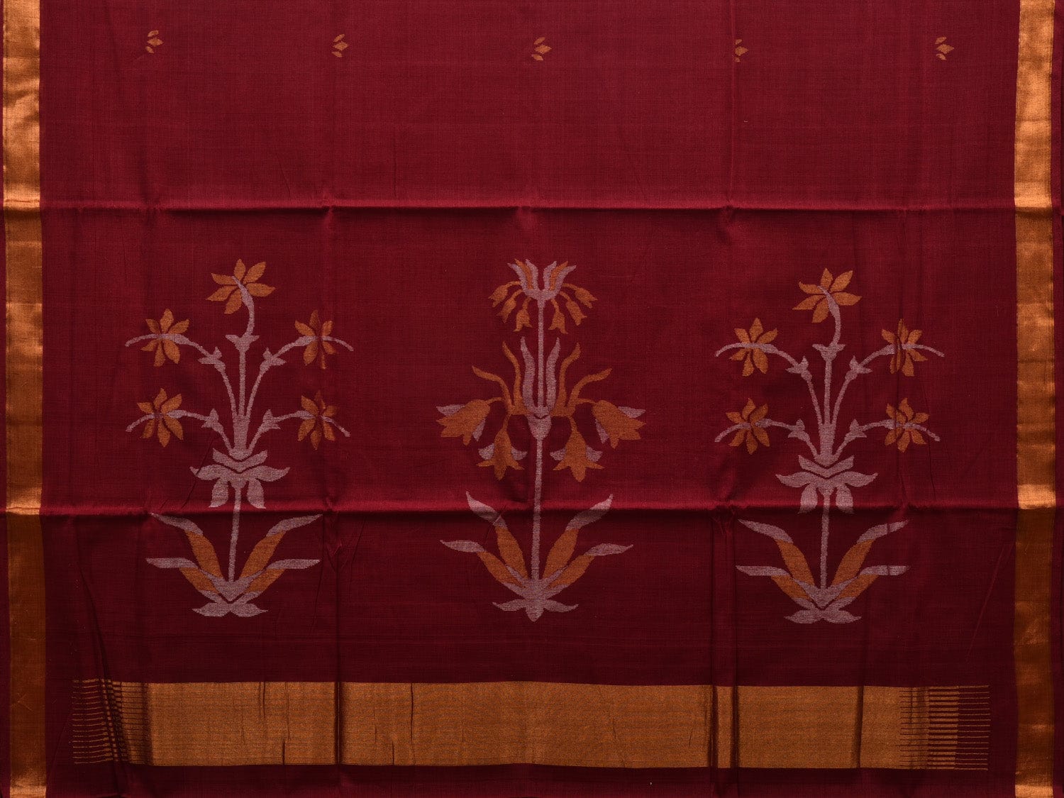 Maroon Khadi Cotton Handloom Saree with Pallu Design kh0547