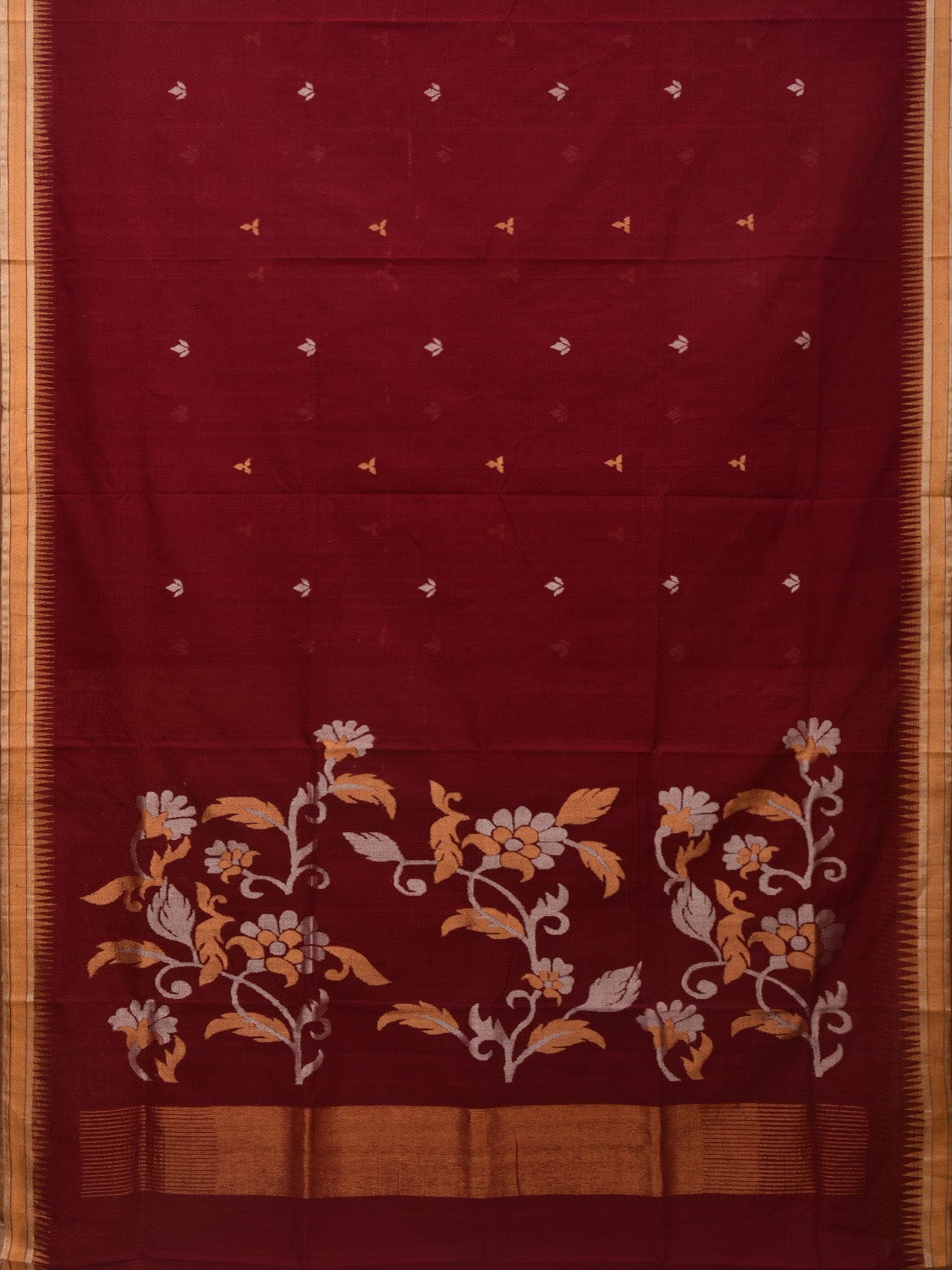 Maroon Khadi Cotton Handloom Saree with Pallu Design kh0570