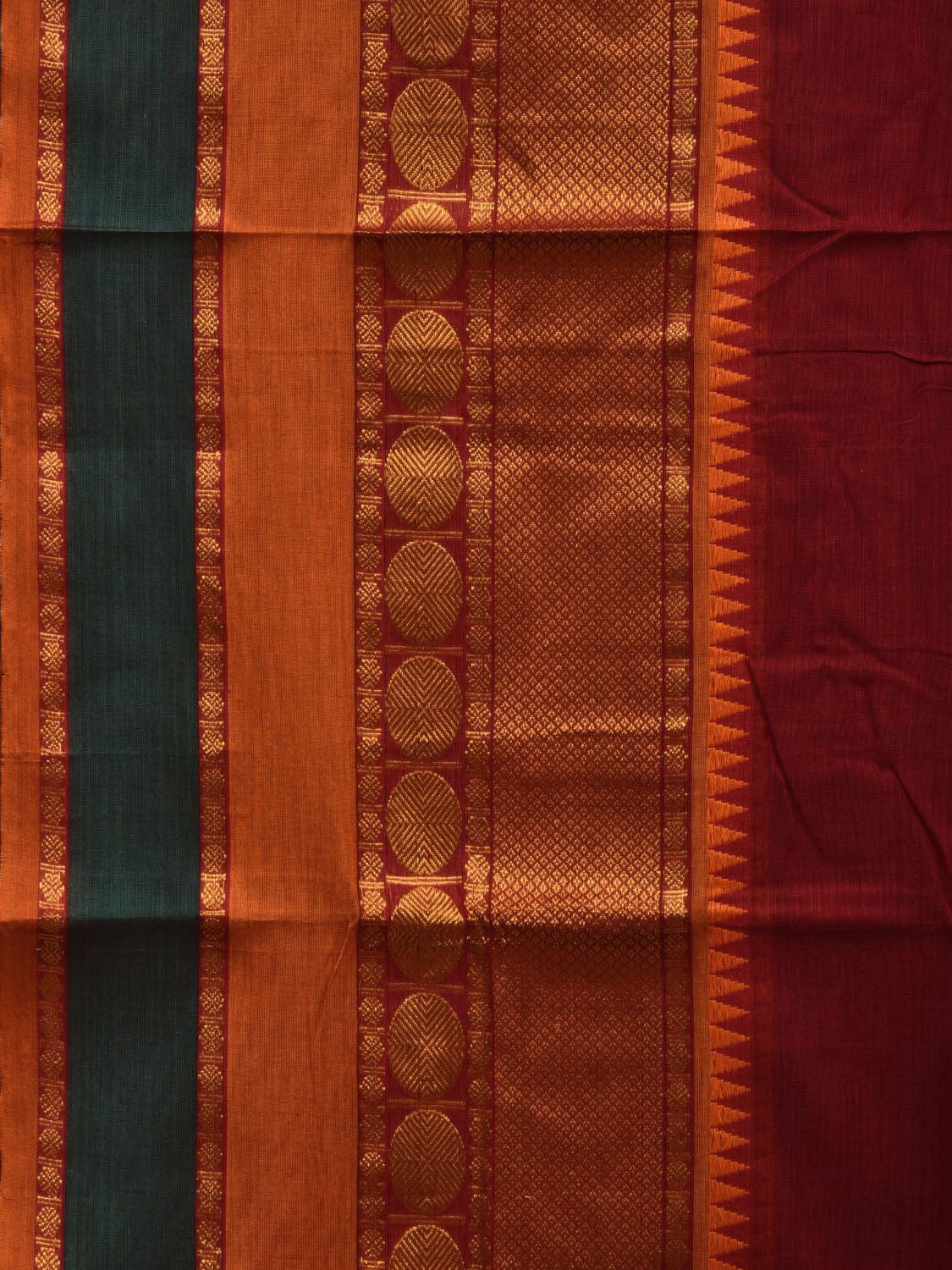 Maroon Narayanpet Cotton Handloom Plain Saree with Big Border Design No Blouse np0635