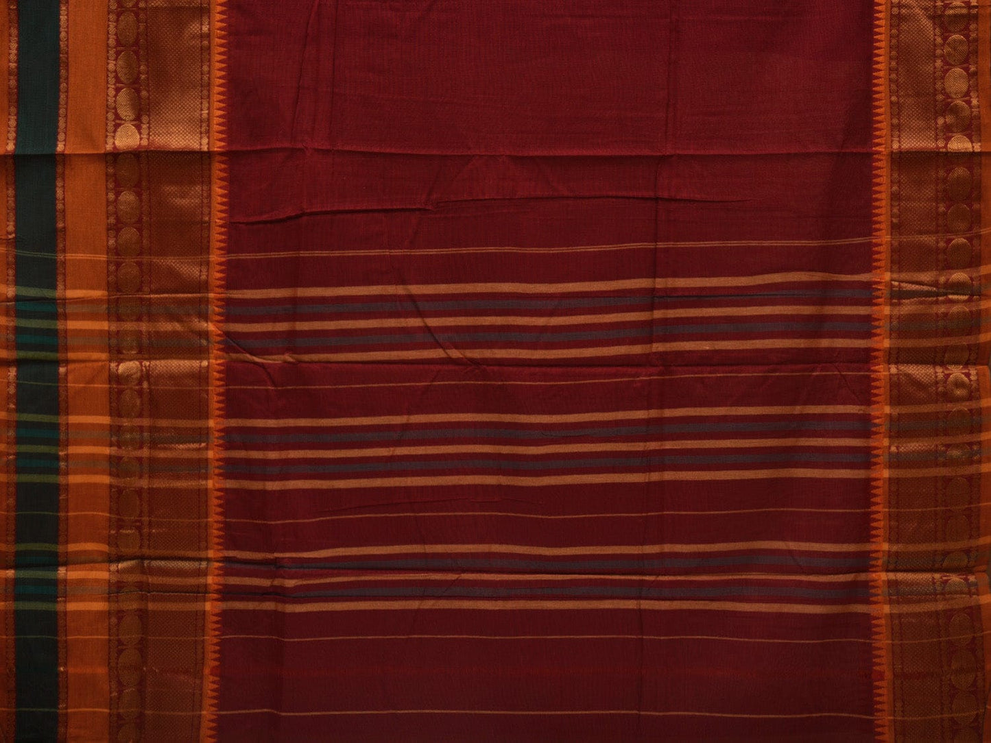 Maroon Narayanpet Cotton Handloom Plain Saree with Big Border Design No Blouse np0635
