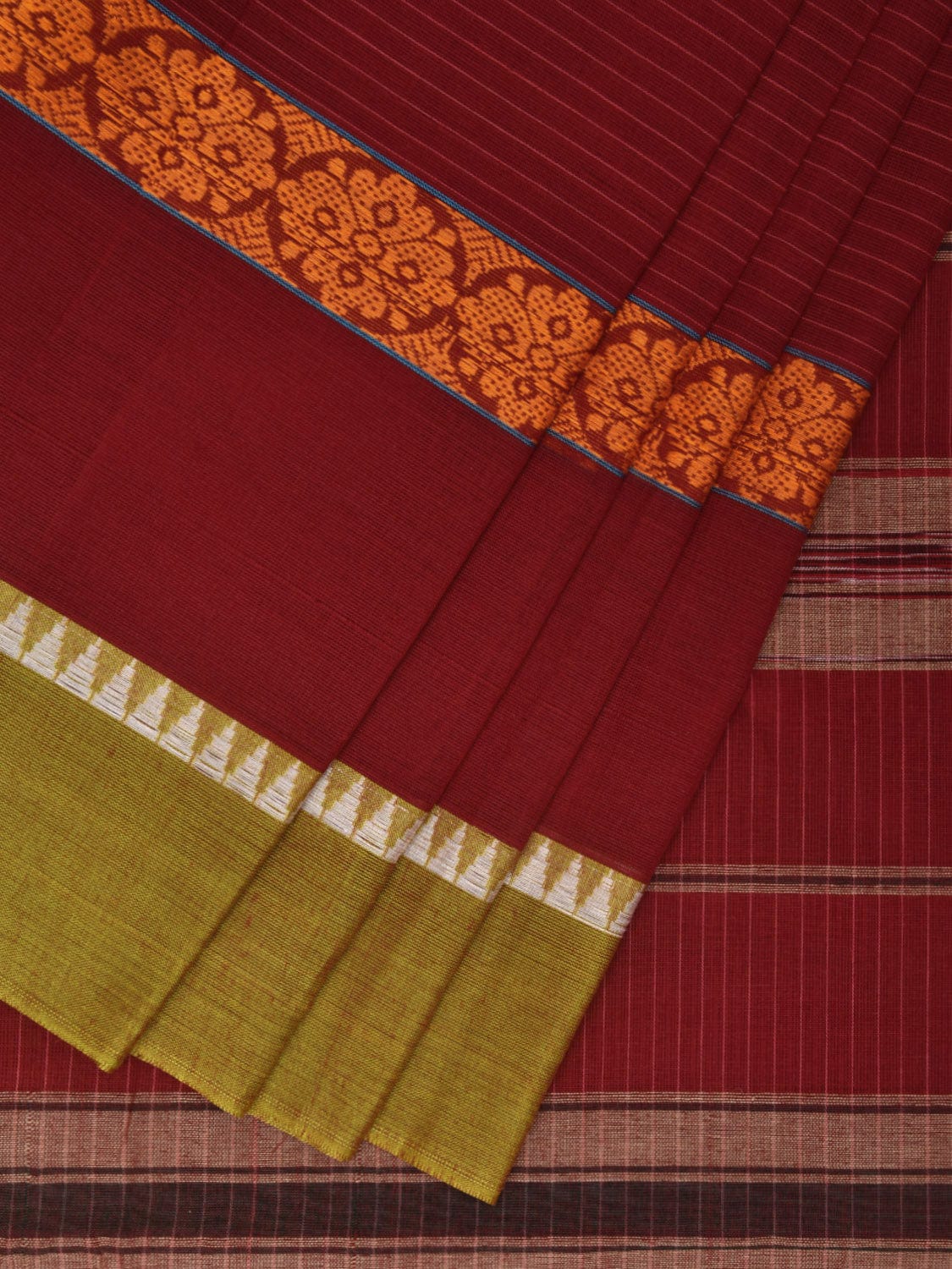 Maroon Narayanpet Cotton Handloom Saree with Big Border Design No Blouse np0949